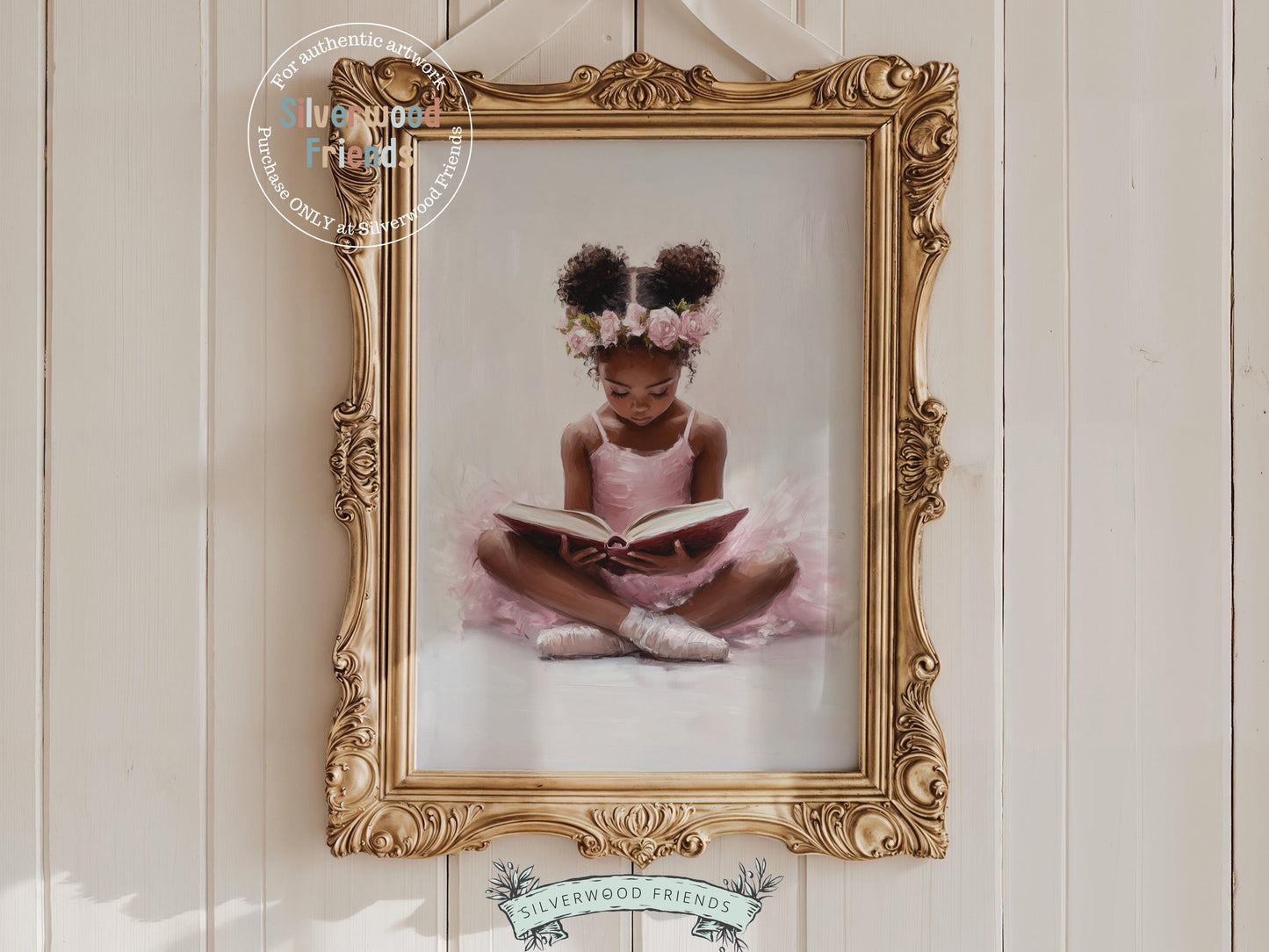 Add a graceful touch to your baby girl’s room with our Ballet Nursery Print, featuring an African American little ballerina in her tutu, quietly reading. Perfect for ballet-themed or book-loving spaces, this heartwarming artwork celebrates curiosity, creativity, and the joy of dance.