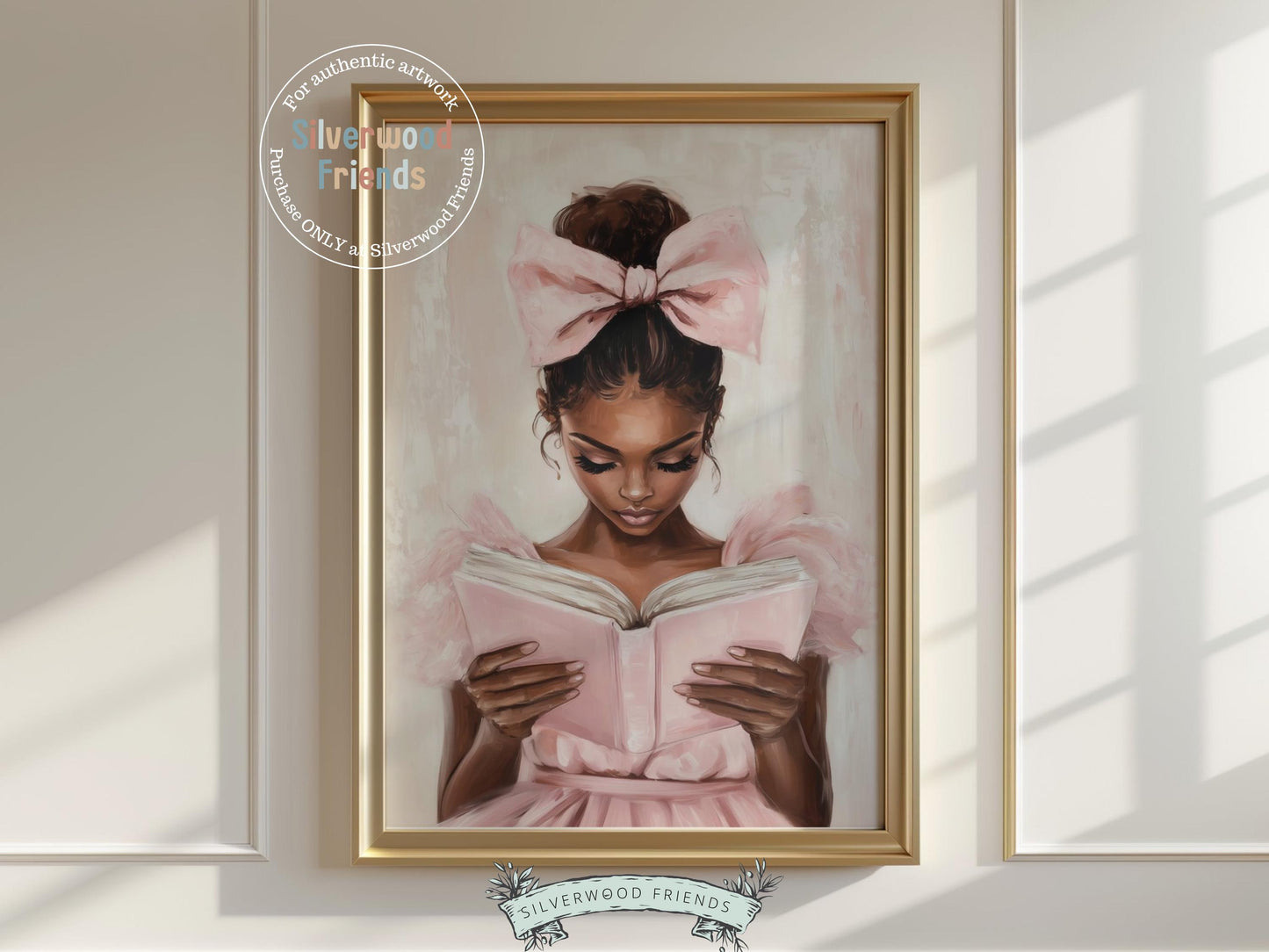 Ballet Nursery Print, African American Ballerina Bookish Wall Decor, Black Girl Reading Art, Black Ballerina Reading Wall Art Digital Print