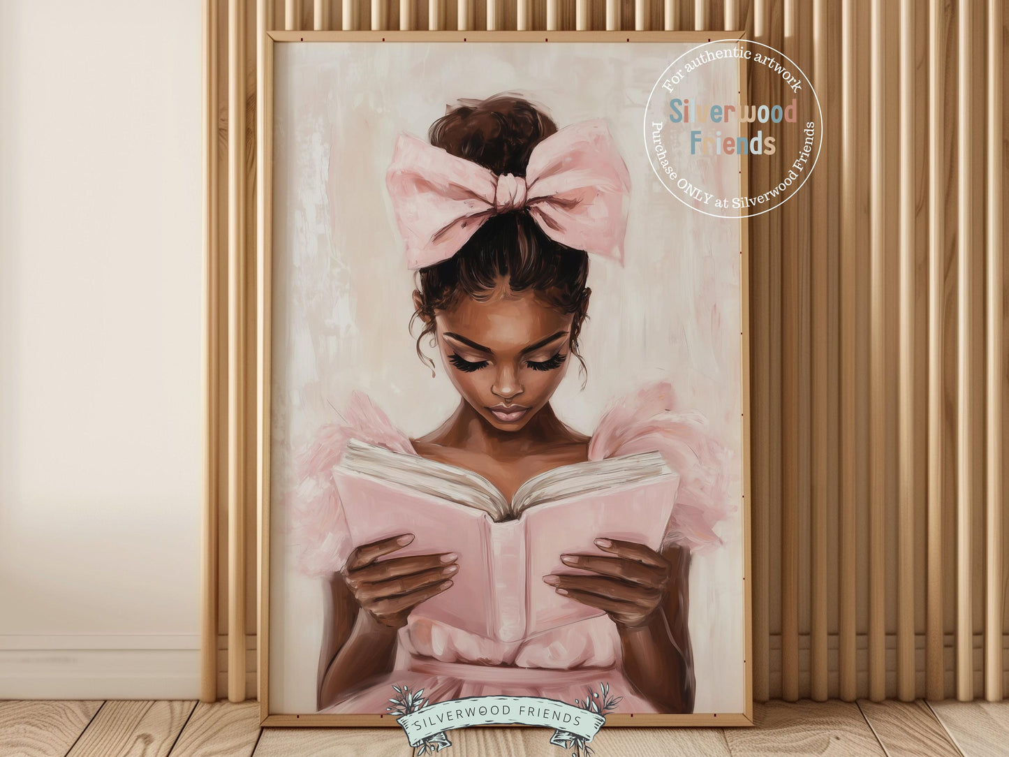 Ballet Nursery Print, African American Ballerina Bookish Wall Decor, Black Girl Reading Art, Black Ballerina Reading Wall Art Digital Print