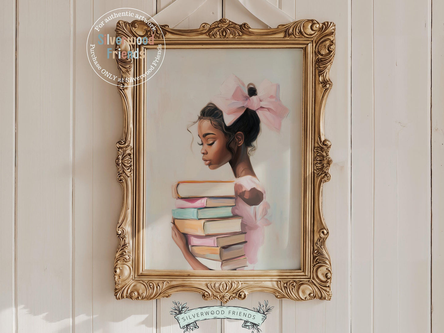 Ballet Nursery Print, African American Ballerina Bookish Wall Decor, Black Girl Reading Art, Black Ballerina Reading Wall Art Digital Print