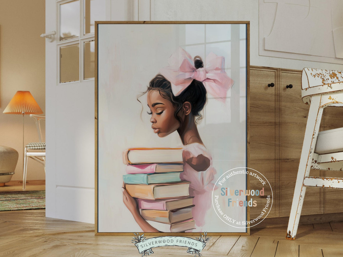 Add charm and sophistication to any space with our elegant Ballet Art Print, featuring an African American ballerina in her tutu holding a stack of books. A beautiful choice for dance studios, reading nooks, or stylish home decor, this piece celebrates grace, knowledge, and the timeless magic of ballet.