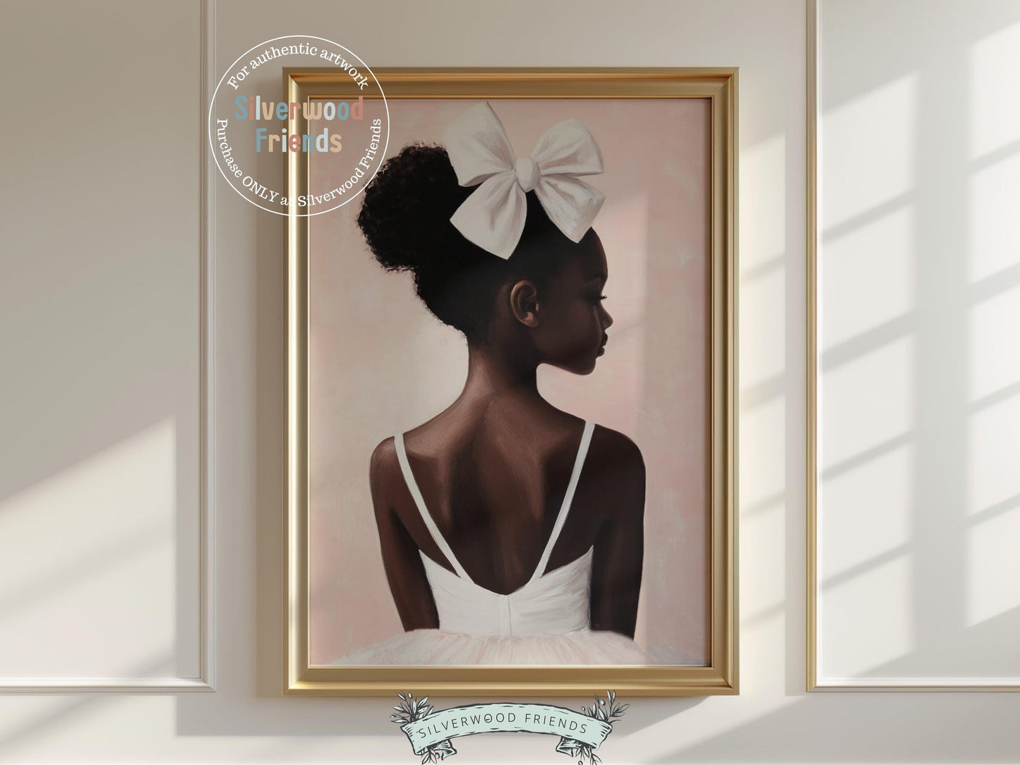 Add a touch of elegance to your baby girl’s room with our Ballet Nursery Print, showcasing a sweet profile view of an African American little ballerina in a white tutu. Ideal for ballet-themed nurseries or dance-inspired spaces, this enchanting artwork inspires imagination and celebrates the joy of graceful movement and childhood dreams.
