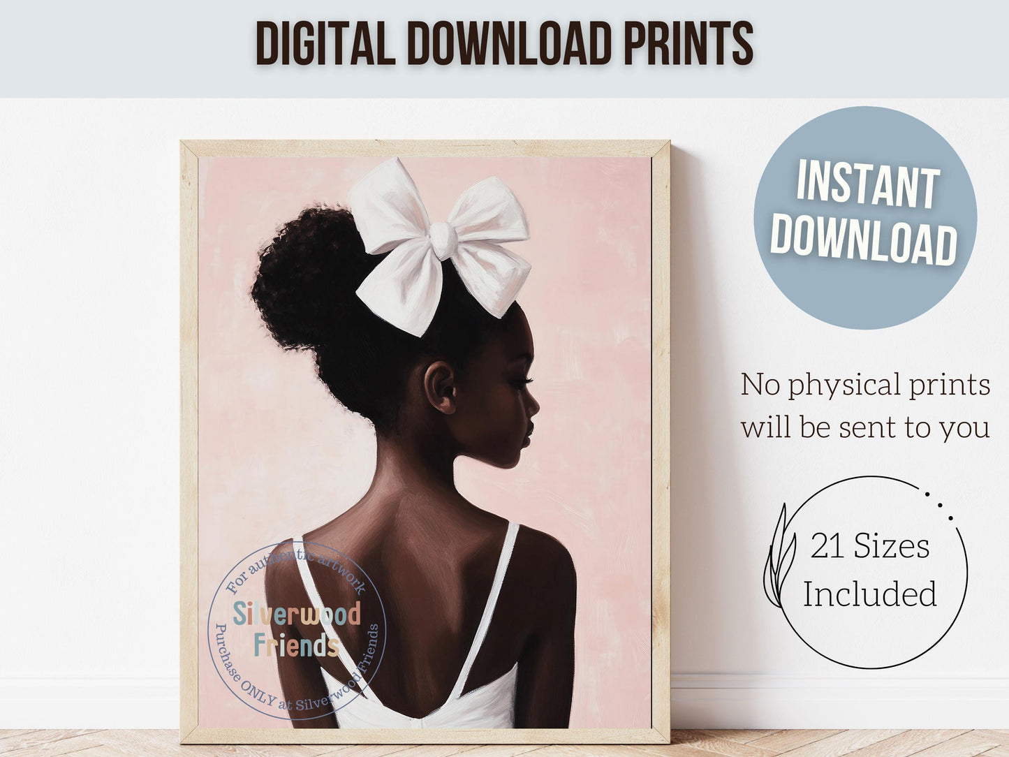 Ballet Nursery Print, African American Ballerina Nursery Decor, Black Ballerina Wall Art Decor, Little Black Girl Nursery Art Digital Print