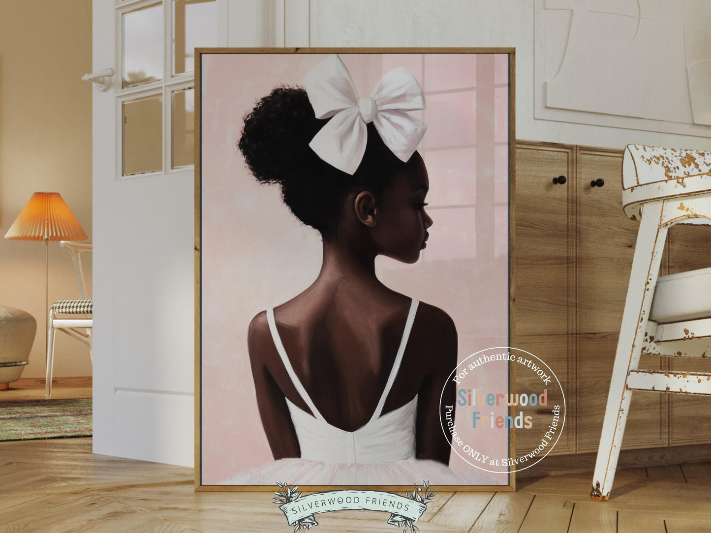 Ballet Nursery Print, African American Ballerina Nursery Decor, Black Ballerina Wall Art Decor, Little Black Girl Nursery Art Digital Print