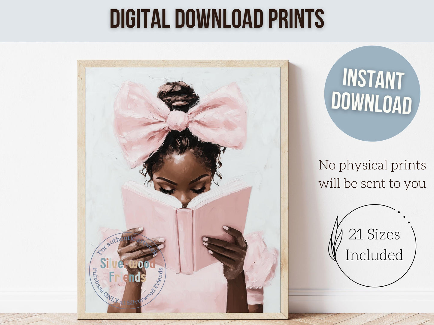 Ballet Nursery Print, African American Ballerina Nursery Decor, Black Ballerina Bookish Wall Art, Black Girl Reading Nock Art Digital Print