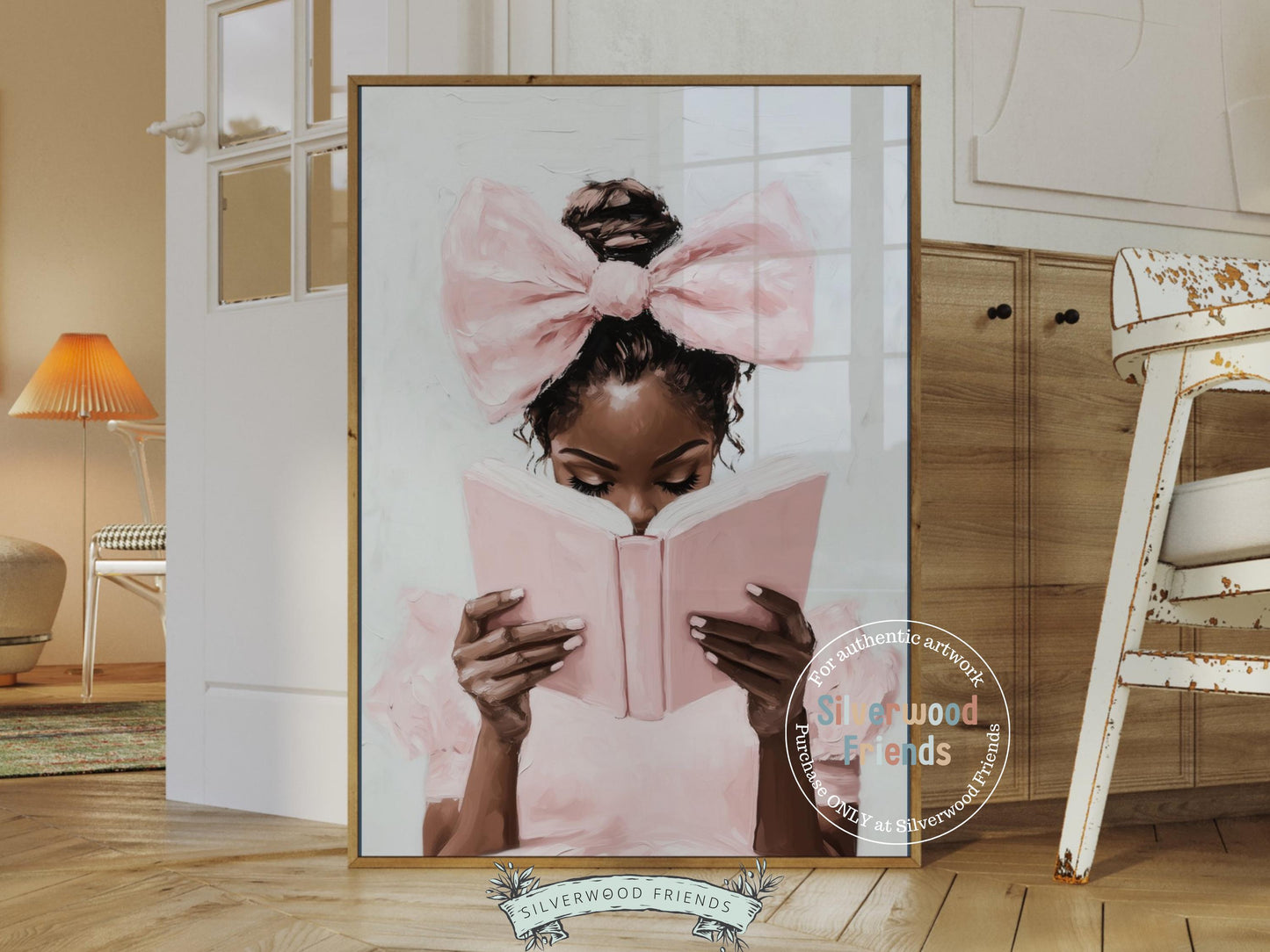 Ballet Nursery Print, African American Ballerina Nursery Decor, Black Ballerina Bookish Wall Art, Black Girl Reading Nock Art Digital Print
