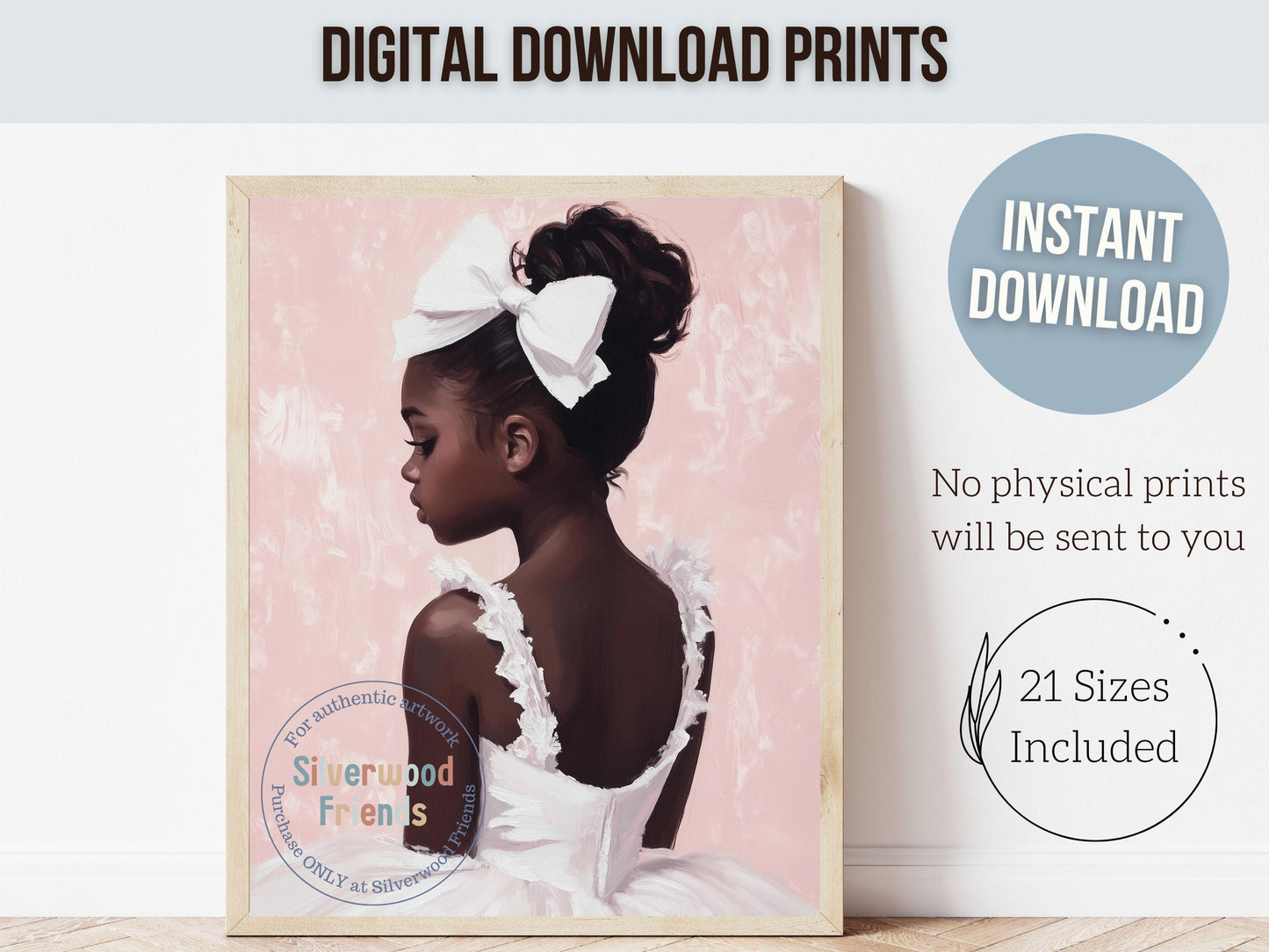 Ballet Nursery Print, African American Ballerina Nursery Decor, Black Ballerina Wall Art Decor, Little Black Girl Nursery Art Digital Print