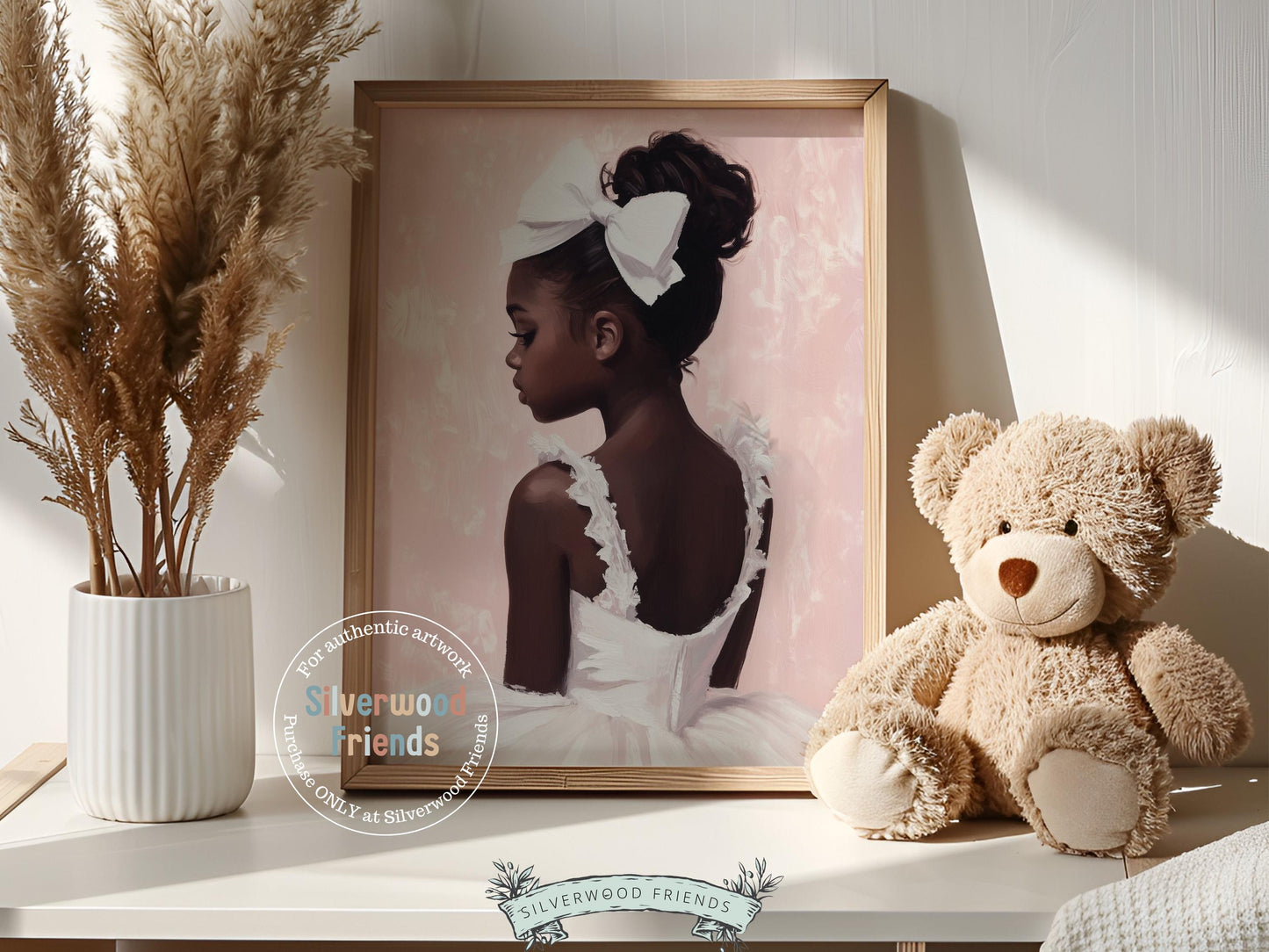 Ballet Nursery Print, African American Ballerina Nursery Decor, Black Ballerina Wall Art Decor, Little Black Girl Nursery Art Digital Print