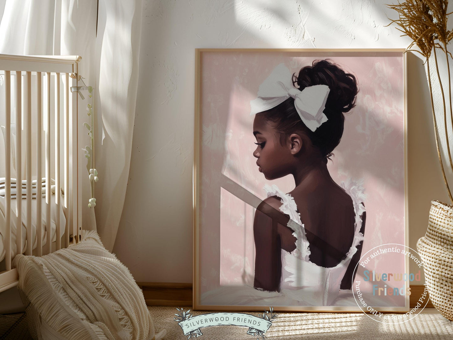Ballet Nursery Print, African American Ballerina Nursery Decor, Black Ballerina Wall Art Decor, Little Black Girl Nursery Art Digital Print