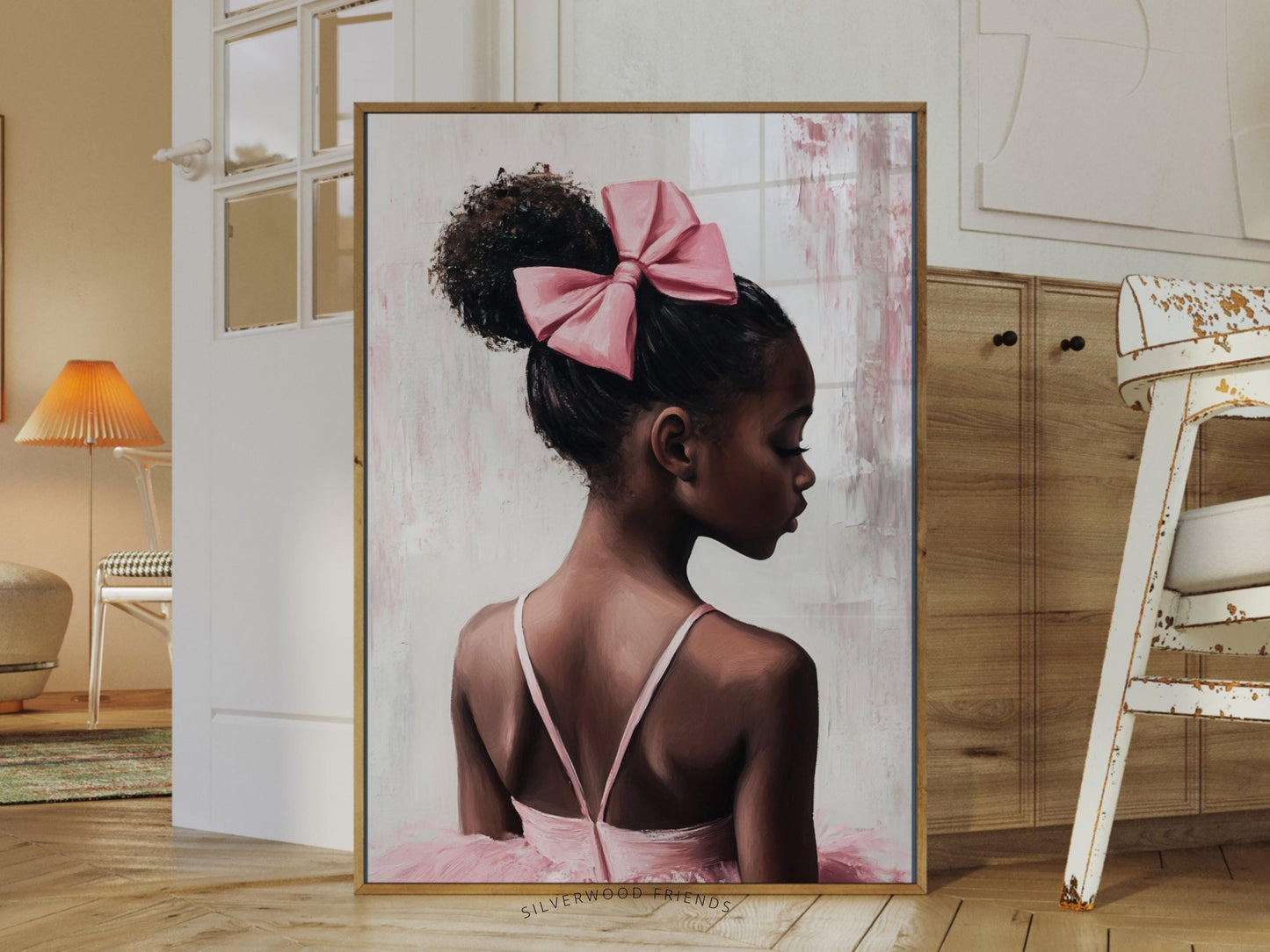 Ballet Nursery Print, African American Ballerina Nursery Decor, Black Ballerina Wall Art Decor, Little Black Girl Nursery Art Digital Print