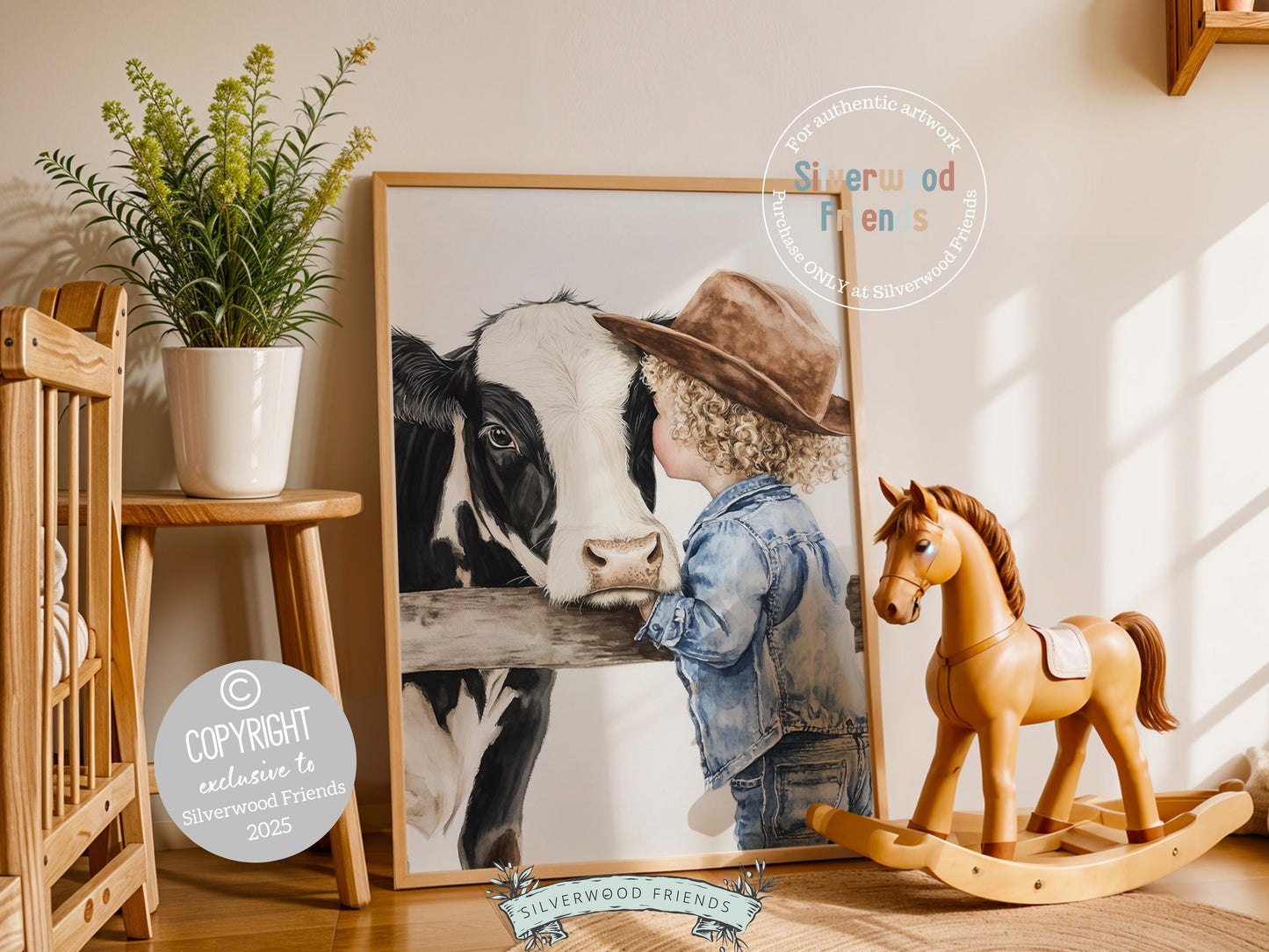 Cowboy Nursery Print, Cow Nursery Decor, Baby Boys Western Nursery Decor, Little Boy Toddler Farm Bedroom Cow Nursery Wall Art Digital Print