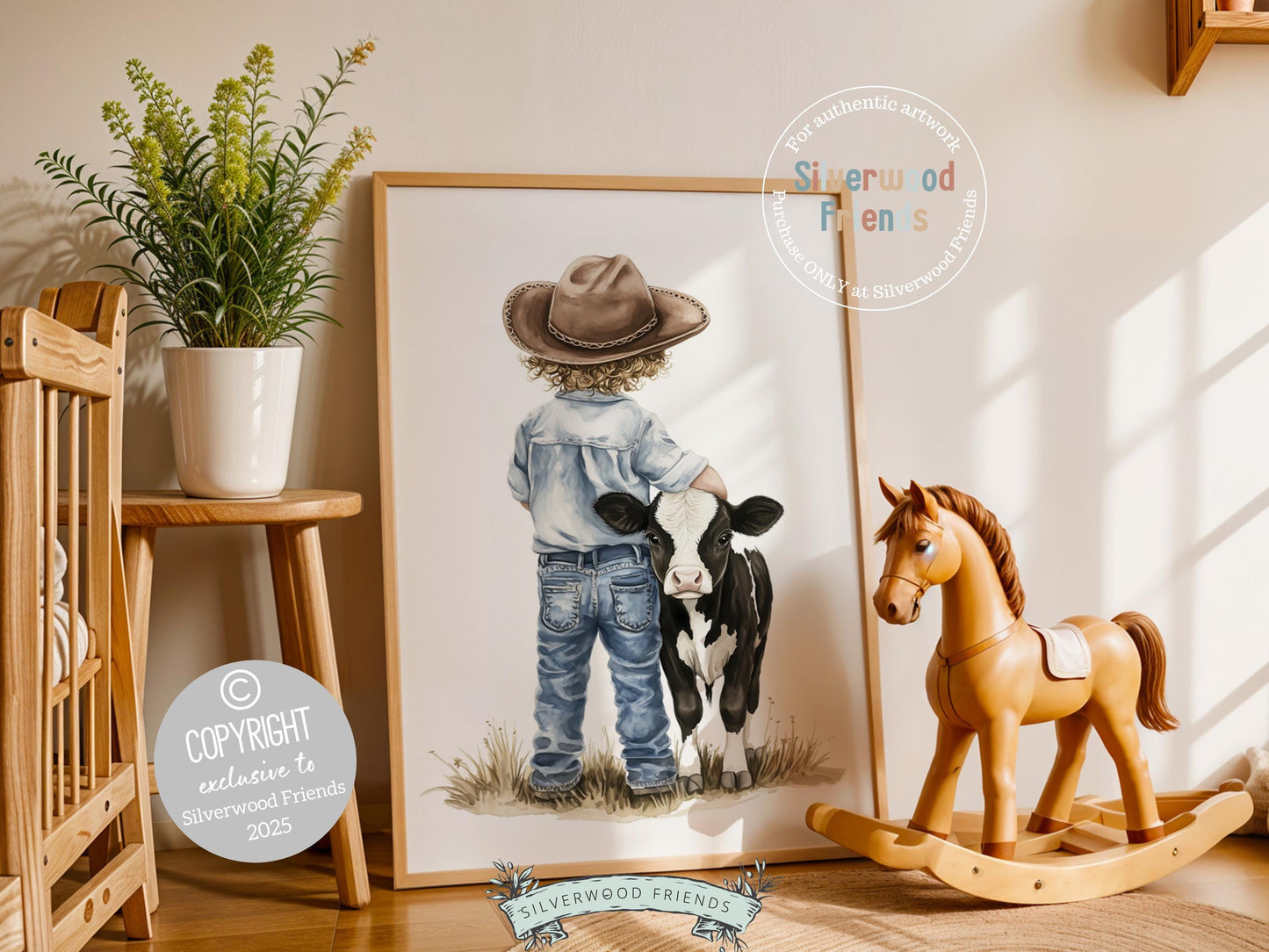 Cowboy Nursery Print, Cow Nursery Decor, Baby Boys Western Nursery Decor, Little Boy Toddler Farm Bedroom Cow Nursery Wall Art Digital Print