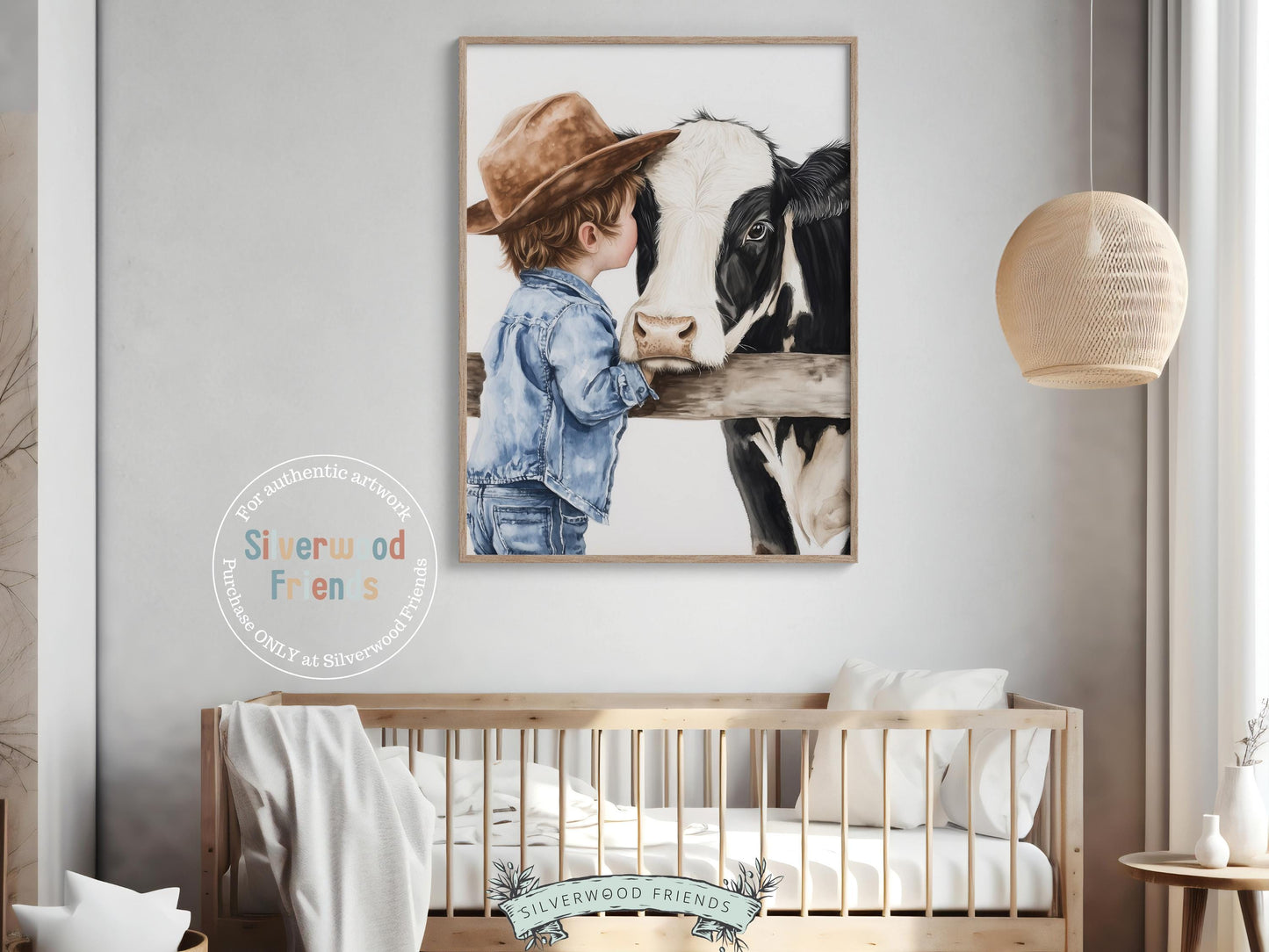 Cowboy Cow Nursery Print, Cow Nursery Decor, Baby Boys Western Nursery Decor, Toddler Boy Farm Bedroom Cow Nursery Wall Art Digital Print
