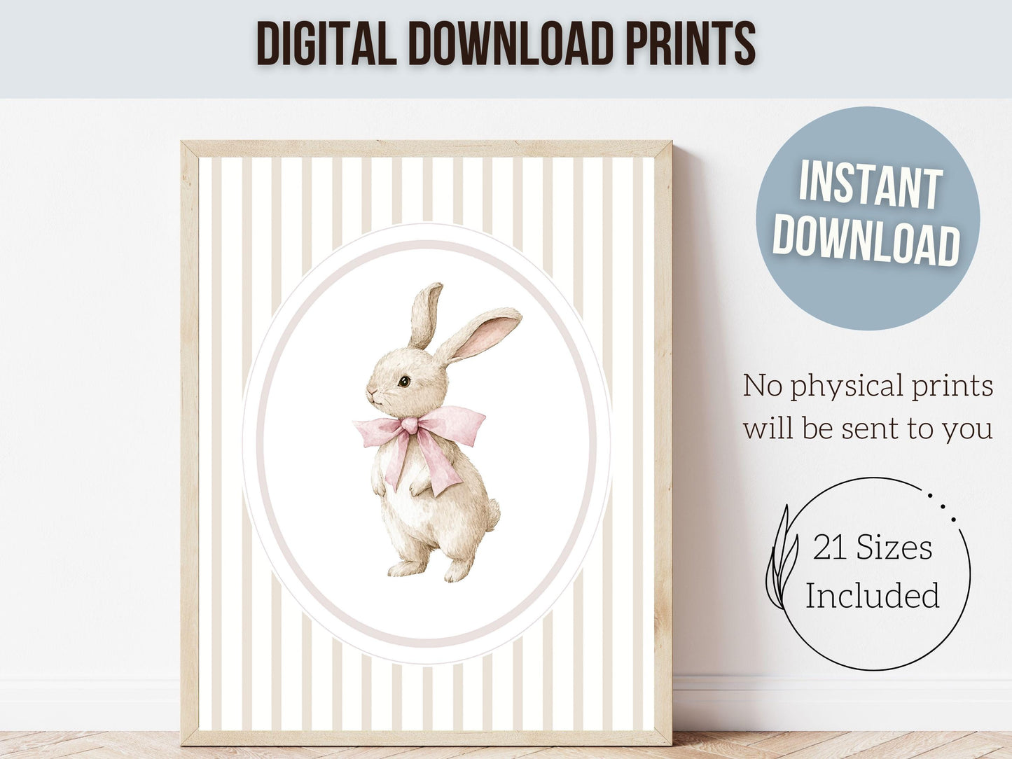 Bunny Rabbit Nursery Prints, Baby Girl Pink Beige Woodland Bunny Nursery Decor, Girl Nursery Wall Art, Easter Bunny Printables Digital Print