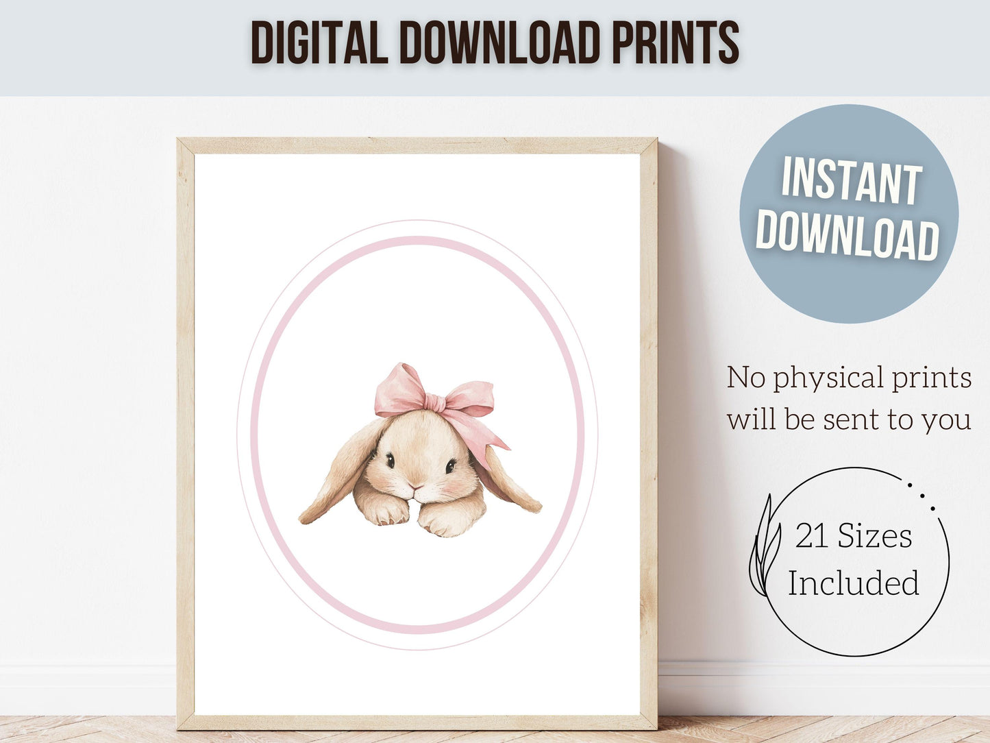 Bunny Nursery Prints, Baby Girl Pink Beige Woodland Bunny Rabbit Nursery Decor, Girl Nursery Wall Art, Kids Easter Bunny Decor Digital Print