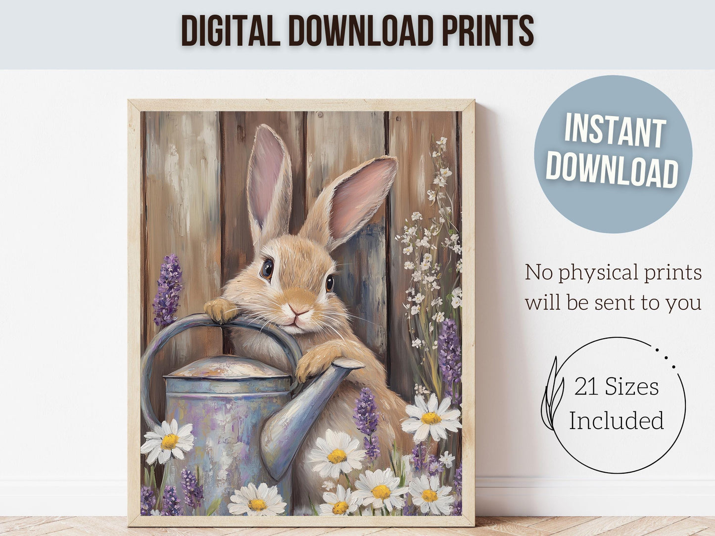 Easter Bunny Print, Floral Bunny Nursery Wall Art, Woodland Wildflower Nursery Decor, Easter Farmhouse Wall Decor,Spring Decor Digital Print