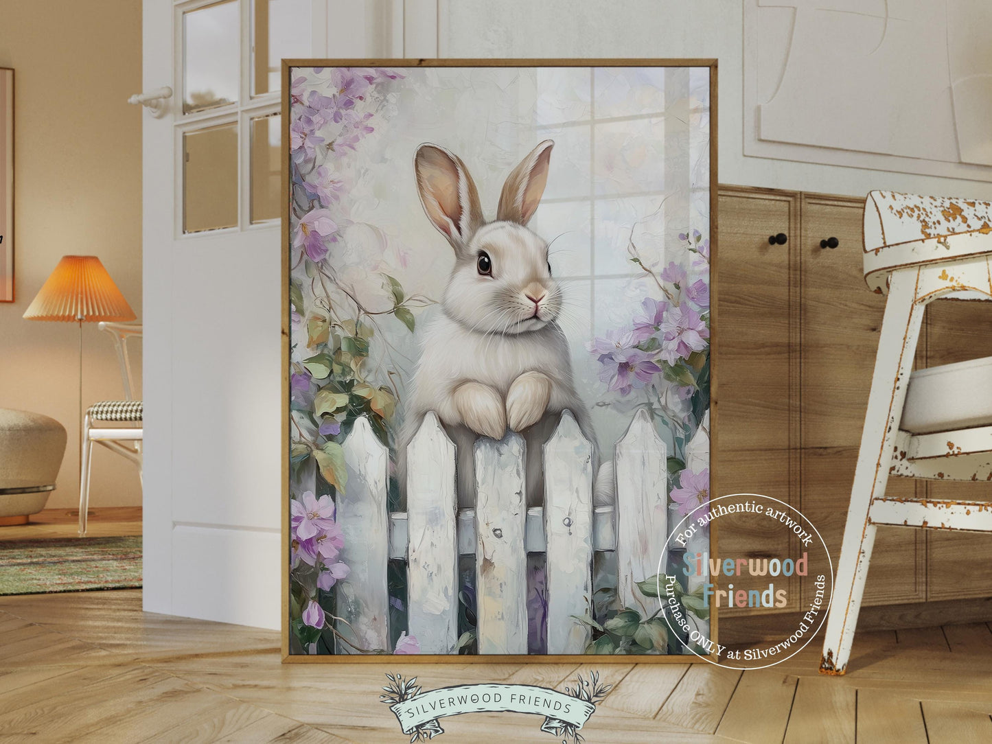 Wildflower Bunny Print, Floral Bunny Nursery Wall Art, Woodland Wildflower Nursery Decor, Spring Farmhouse Easter Wall Decor Digital Print