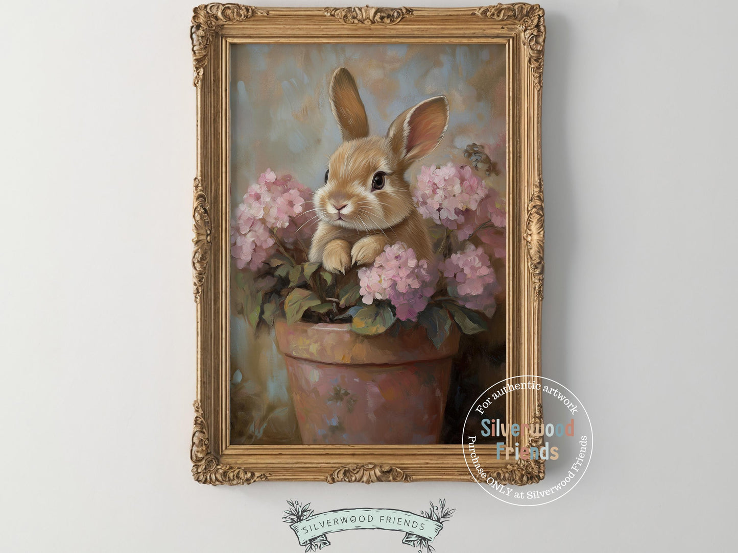 Wildflower Bunny Print, Floral Bunny Nursery Wall Art, Woodland Wildflower Nursery Decor, Spring Farmhouse Easter Wall Decor Digital Print