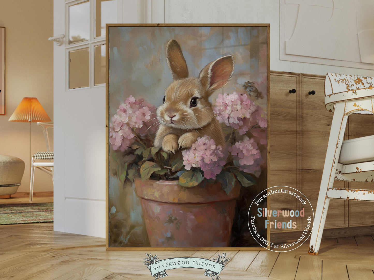 Wildflower Bunny Print, Floral Bunny Nursery Wall Art, Woodland Wildflower Nursery Decor, Spring Farmhouse Easter Wall Decor Digital Print