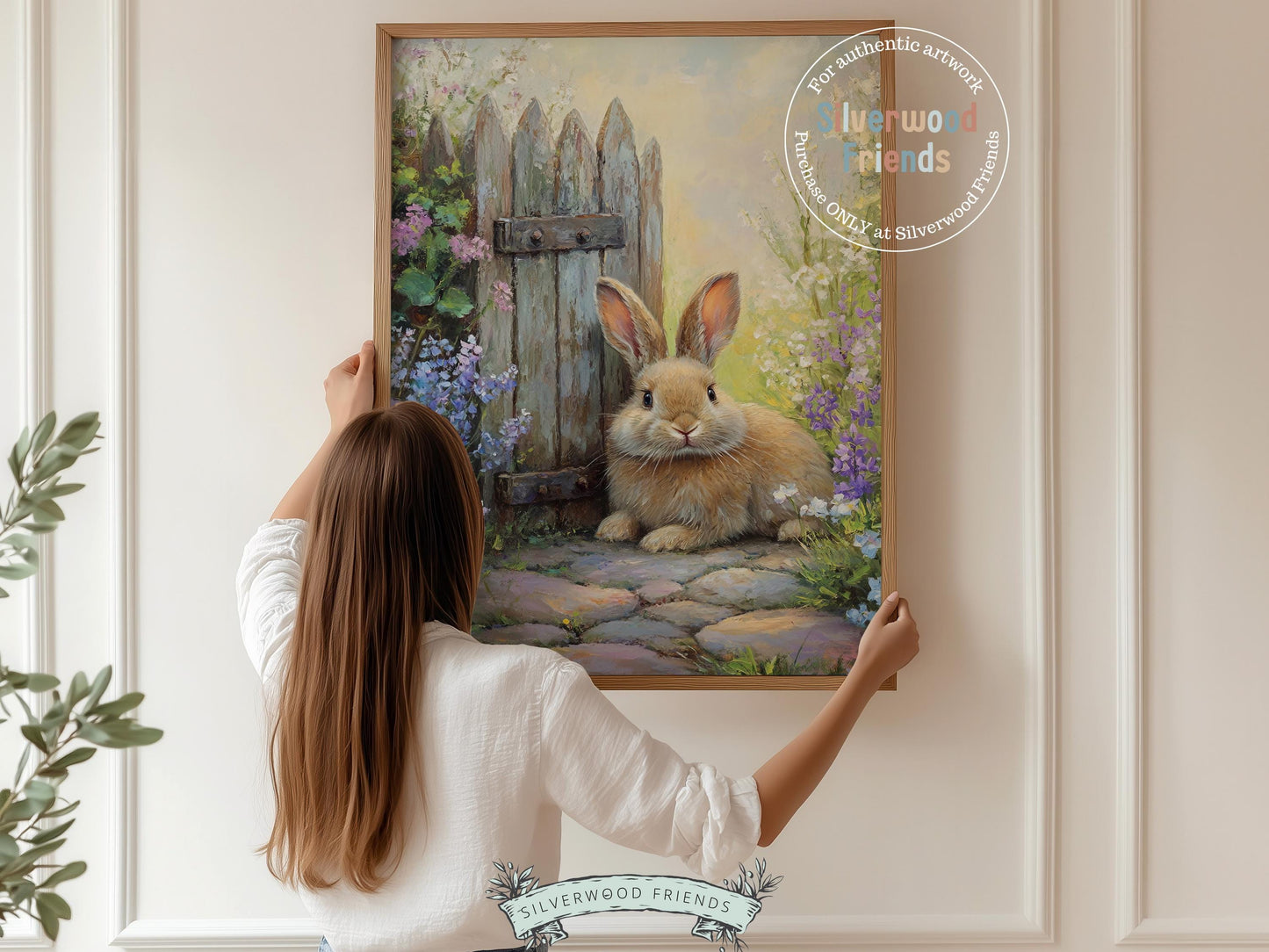 Bunny Print, Floral Bunny Nursery Wall Art, Woodland Wildflower Nursery Decor, Easter Farmhouse Wall Decor, Spring Farm Decor Digital Print