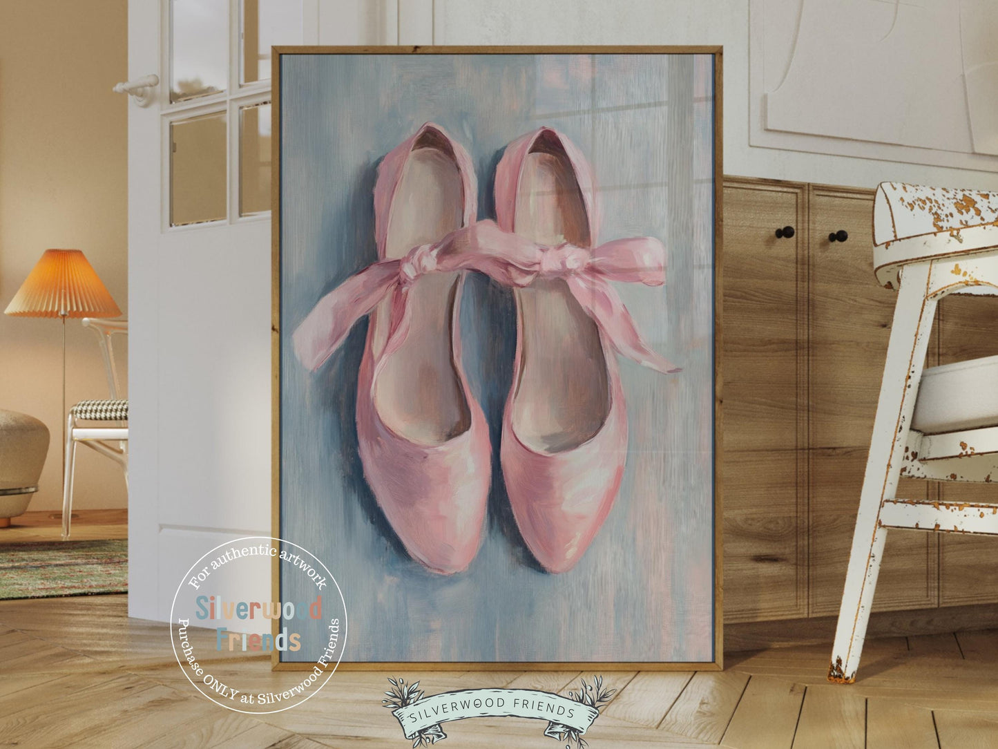 Pink Ballet Slipper Print, Baby Girl Ballerina Nursery Decor, Pink Ballet Nursery Wall Art, Ballet Dancer Printable Wall Decor Digital Print