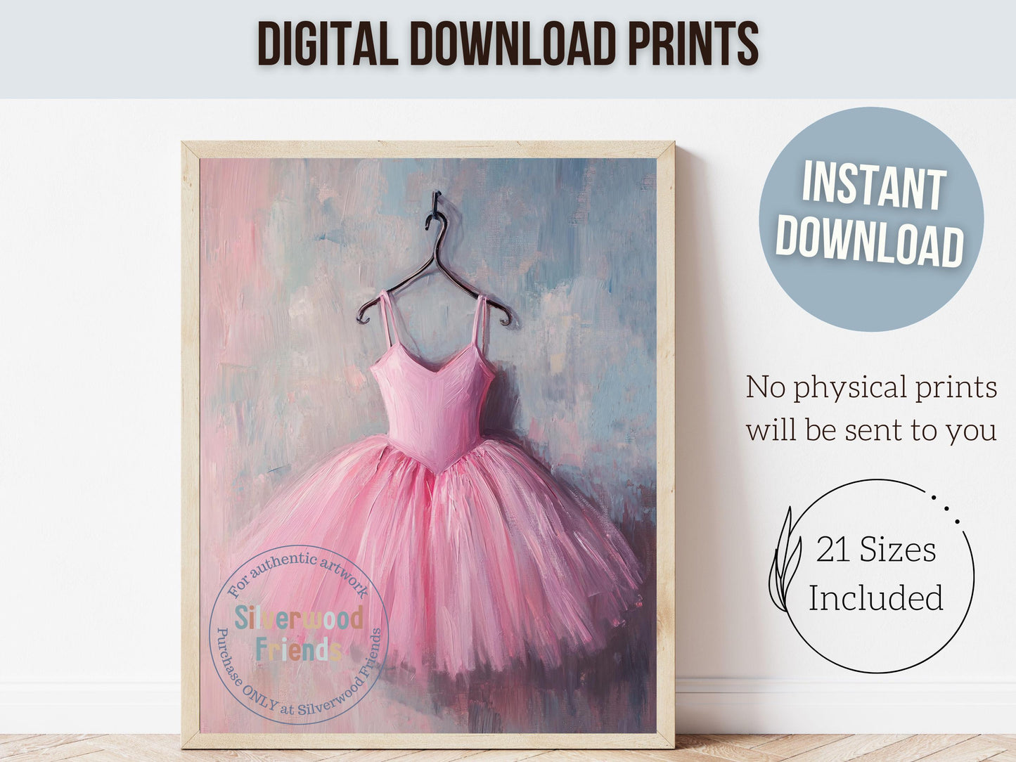 Pink Ballet Tutu Dress Print, Baby Girl Ballerina Nursery Decor, Ballet Nursery Wall Art, Ballet Dancer Printable Wall Decor Digital Print