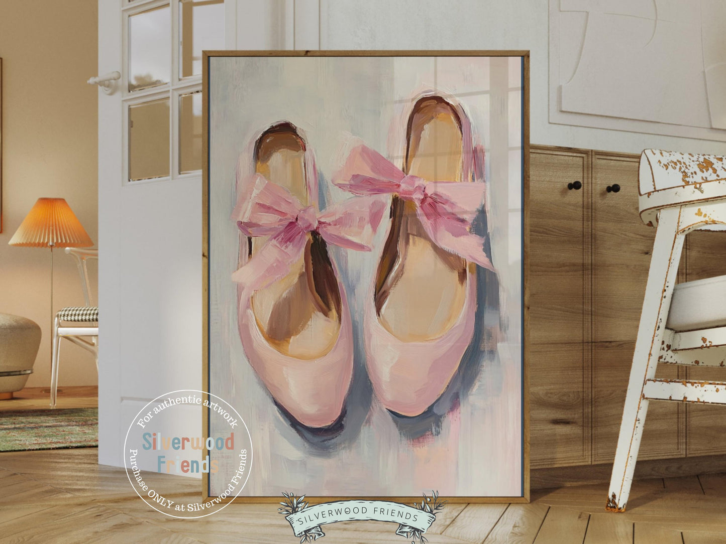 Pink Ballet Slipper Print, Baby Girl Ballerina Nursery Decor, Pink Ballet Nursery Wall Art, Ballet Dancer Printable Wall Decor Digital Print