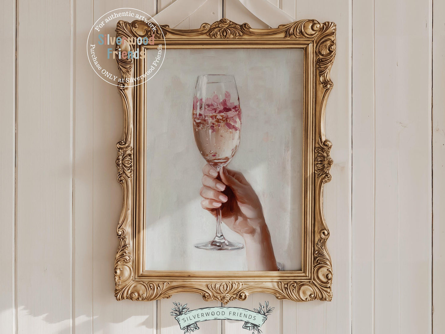 Celebrate in style with our Cheers Art Print, featuring a chic illustration of a girl's hand holding a champagne glass filled with vibrant flower petals. Perfect for social gathering spaces or trendy bar cart decor, this colorful artwork adds a fun, lively touch to your home.
