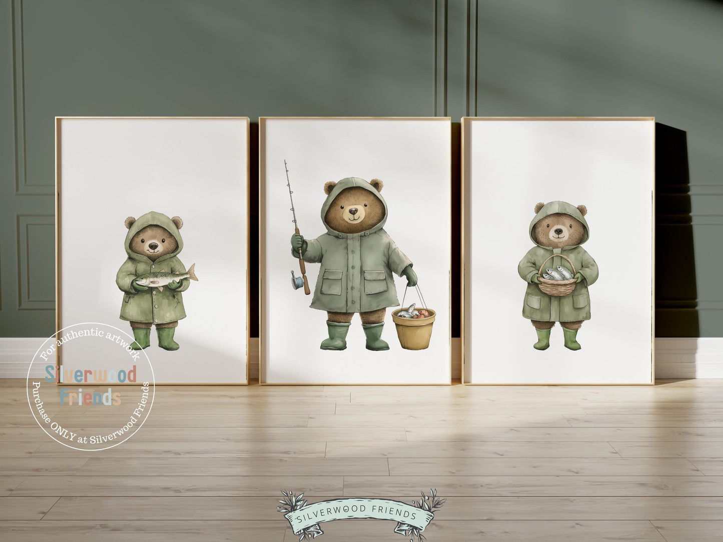 Teddy Bear Fishing Nursery Prints, Teddy Bear Fishing Nursery Decor, Kids Fishing Gifts, Camping Nursery Decor, Gone Fishing Digital Print
