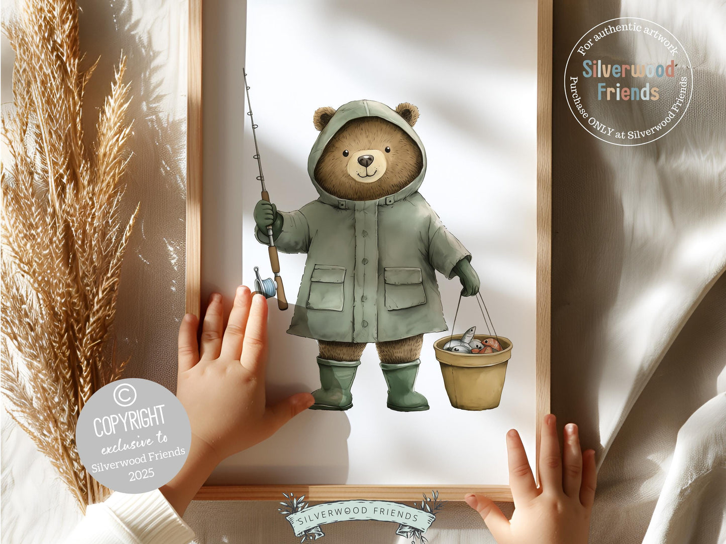 Teddy Bear Fishing Nursery Prints, Teddy Bear Fishing Nursery Decor, Kids Fishing Gifts, Camping Nursery Decor, Gone Fishing Digital Print