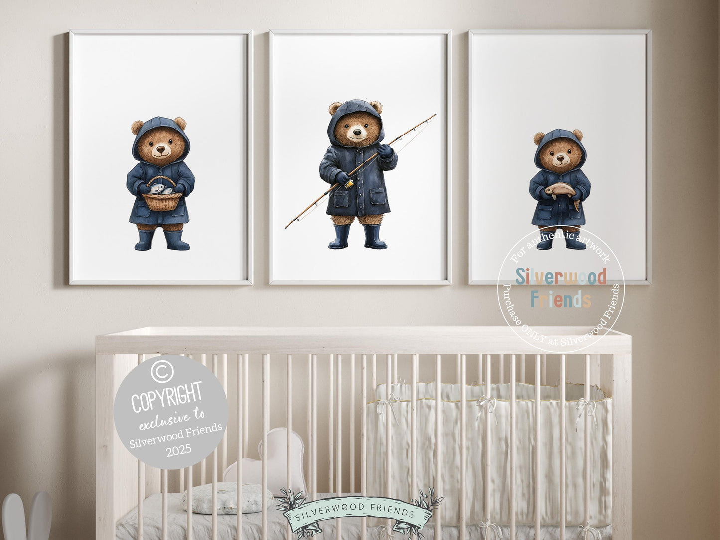 Teddy Bear Fishing Nursery Prints, Teddy Bear Fishing Nursery Decor, Kids Fishing Gifts, Camping Nursery Decor, Gone Fishing Digital Print