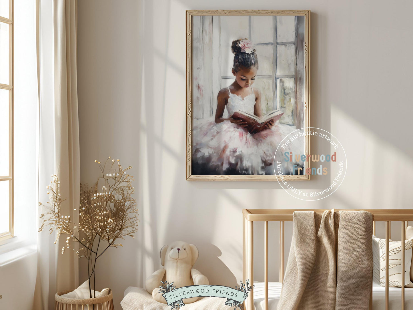 Ballet Nursery Print, African American Ballerina Nursery Decor, Black Ballerina Wall Art Decor, Little Black Girl Nursery Art Digital Print
