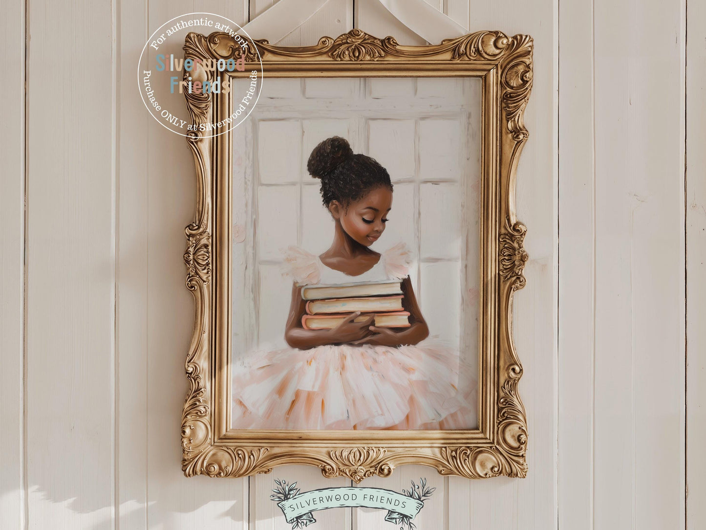 Ballet Nursery Print, African American Ballerina Nursery Decor, Black Ballerina Wall Art,Little Black Girl Reading Nursery Art Digital Print