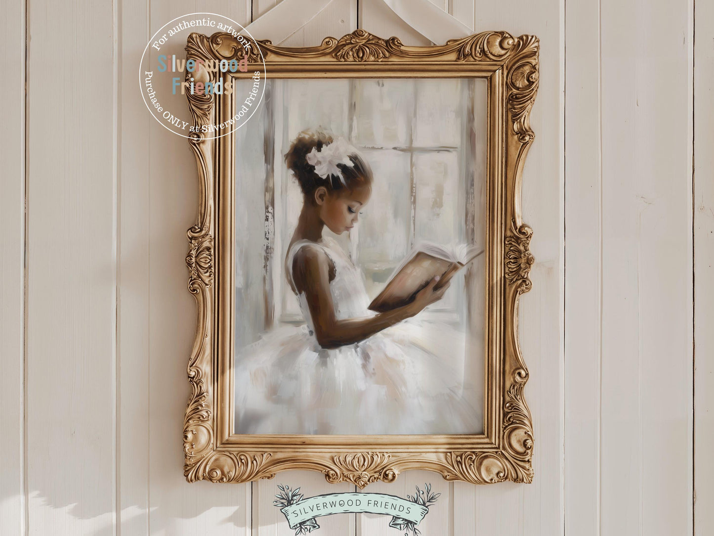 Ballet Nursery Print, African American Ballerina Nursery Decor, Black Ballerina Wall Art Little Black Girl Reading Nursery Art Digital Print