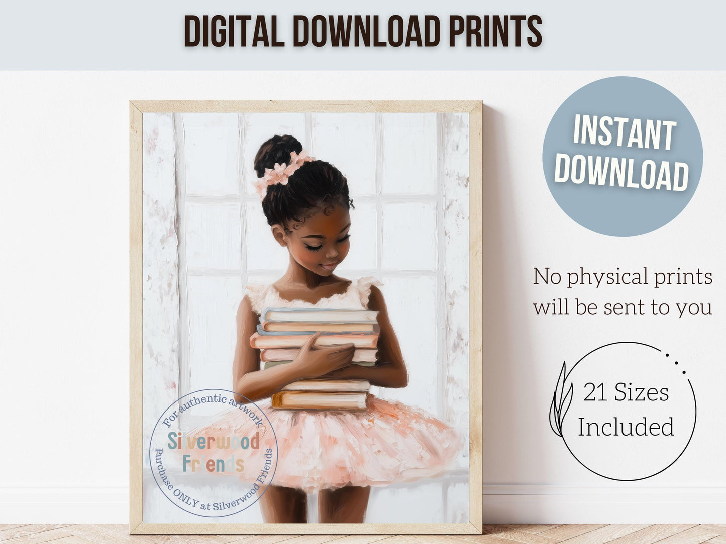 Ballet Nursery Print, African American Ballerina Nursery Decor, Little Black Girl Reading Nursery Art Black Ballerina Wall Art Digital Print