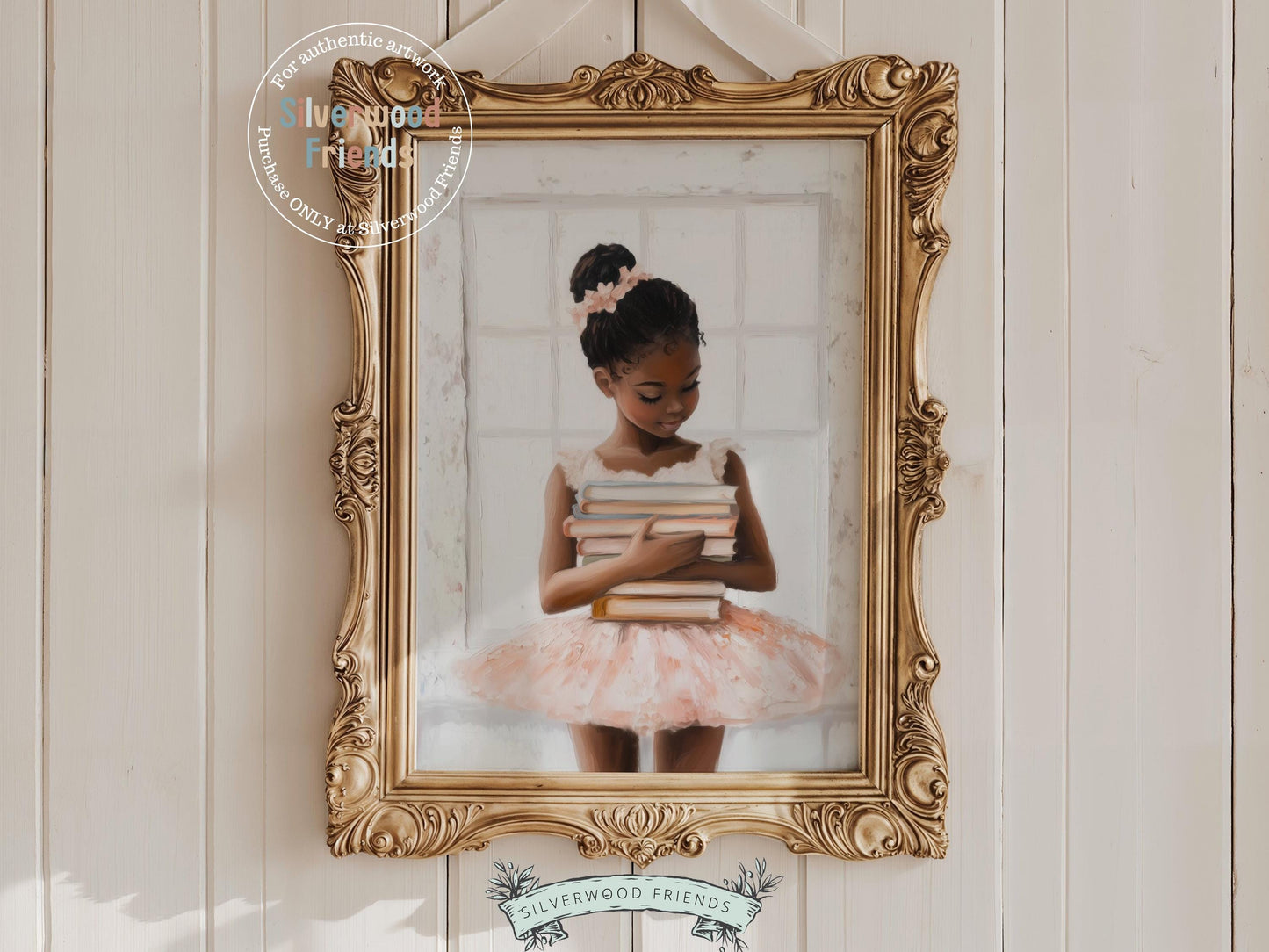 Ballet Nursery Print, African American Ballerina Nursery Decor, Little Black Girl Reading Nursery Art Black Ballerina Wall Art Digital Print