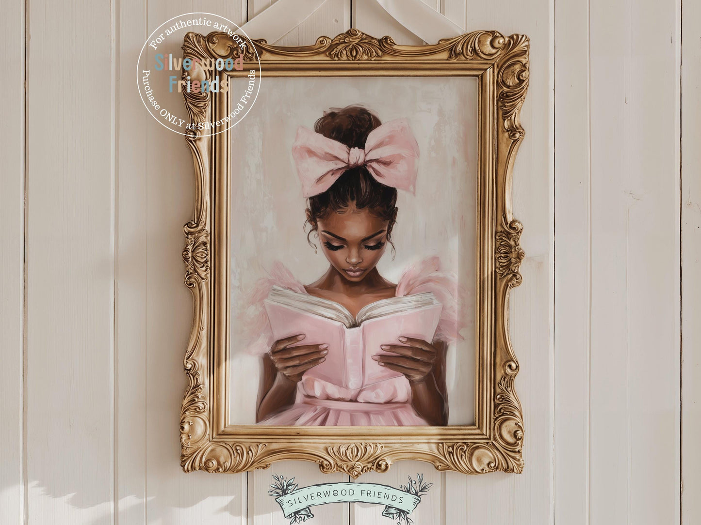 Ballet Nursery Print, African American Ballerina Bookish Wall Decor, Black Girl Reading Art, Black Ballerina Reading Wall Art Digital Print