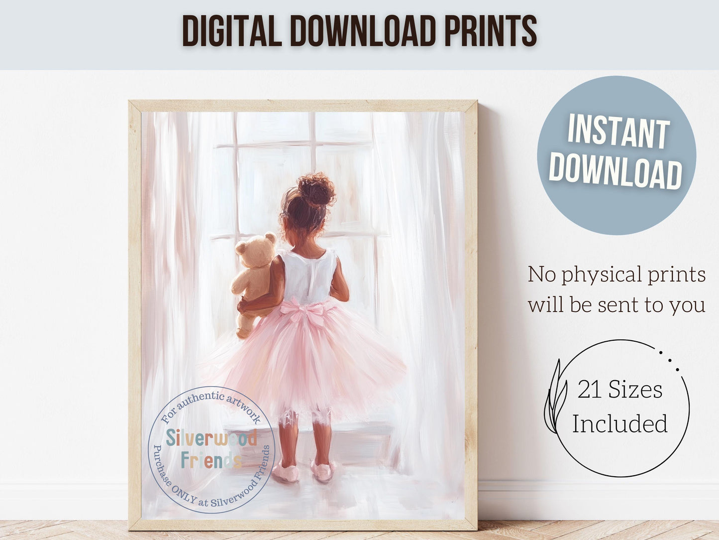 Ballet Nursery Print, African American Ballerina Nursery Decor, Black Ballerina Wall Art Decor, Little Black Girl Nursery Art Digital Print
