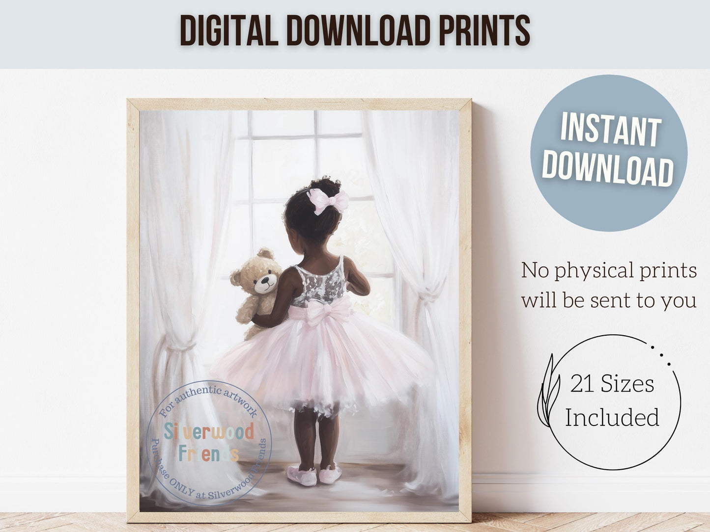 Ballet Nursery Print, African American Ballerina Nursery Decor, Black Ballerina Wall Art Decor, Little Black Girl Nursery Art Digital Print