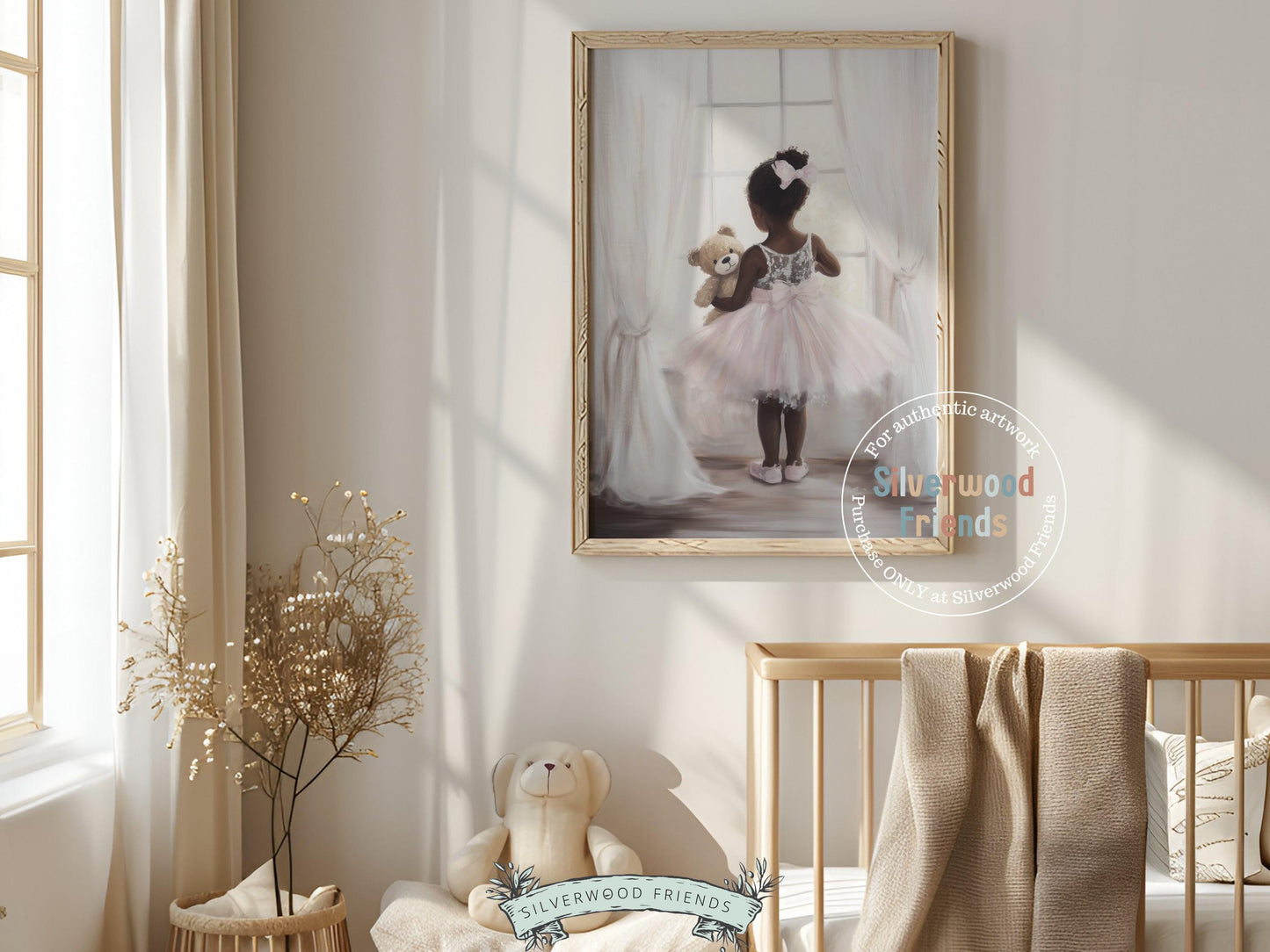 Ballet Nursery Print, African American Ballerina Nursery Decor, Black Ballerina Wall Art Decor, Little Black Girl Nursery Art Digital Print