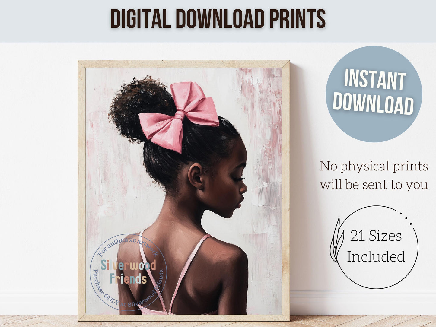 Ballet Nursery Print, African American Ballerina Nursery Decor, Black Ballerina Wall Art Decor, Little Black Girl Nursery Art Digital Print