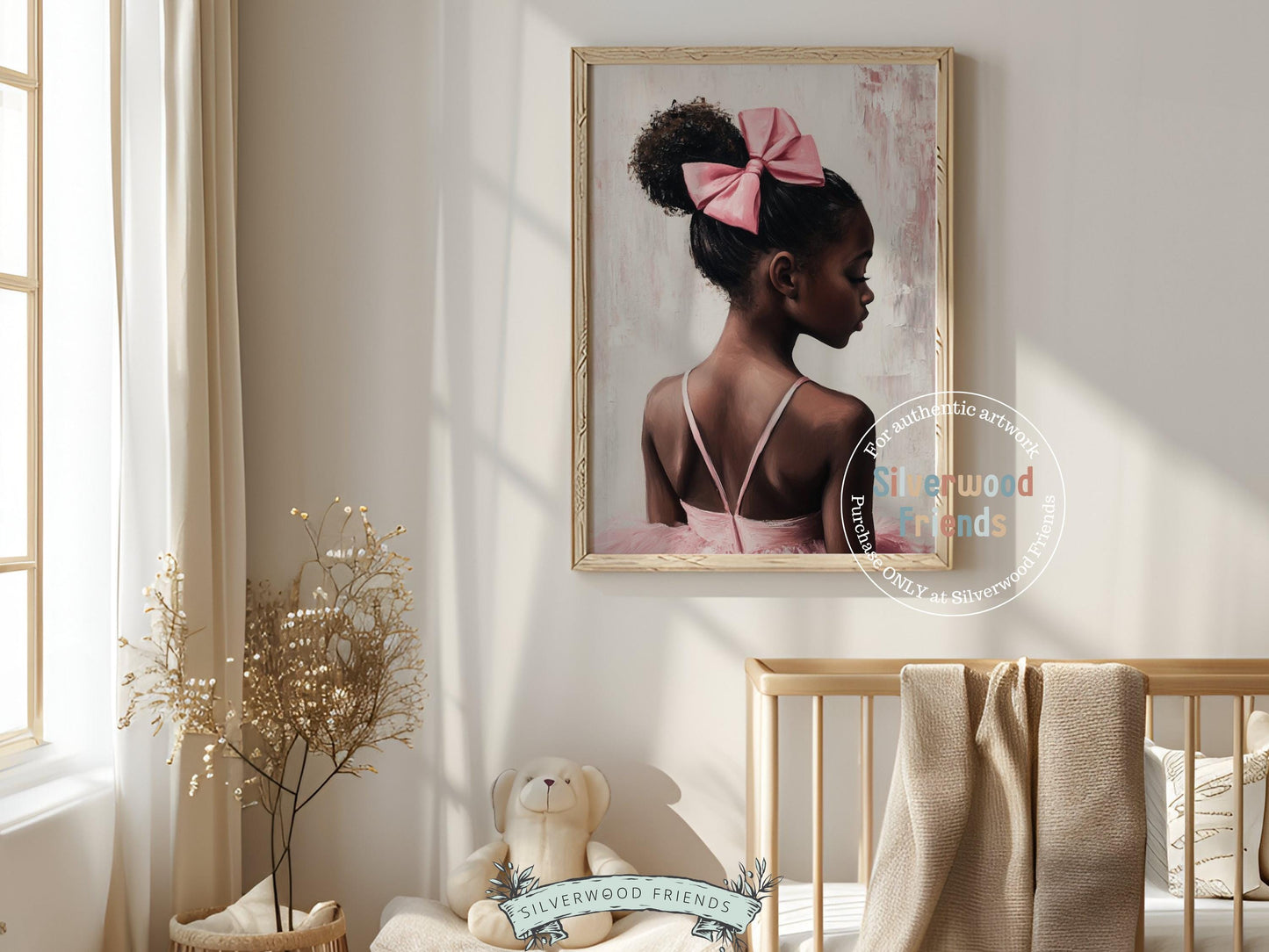 Ballet Nursery Print, African American Ballerina Nursery Decor, Black Ballerina Wall Art Decor, Little Black Girl Nursery Art Digital Print