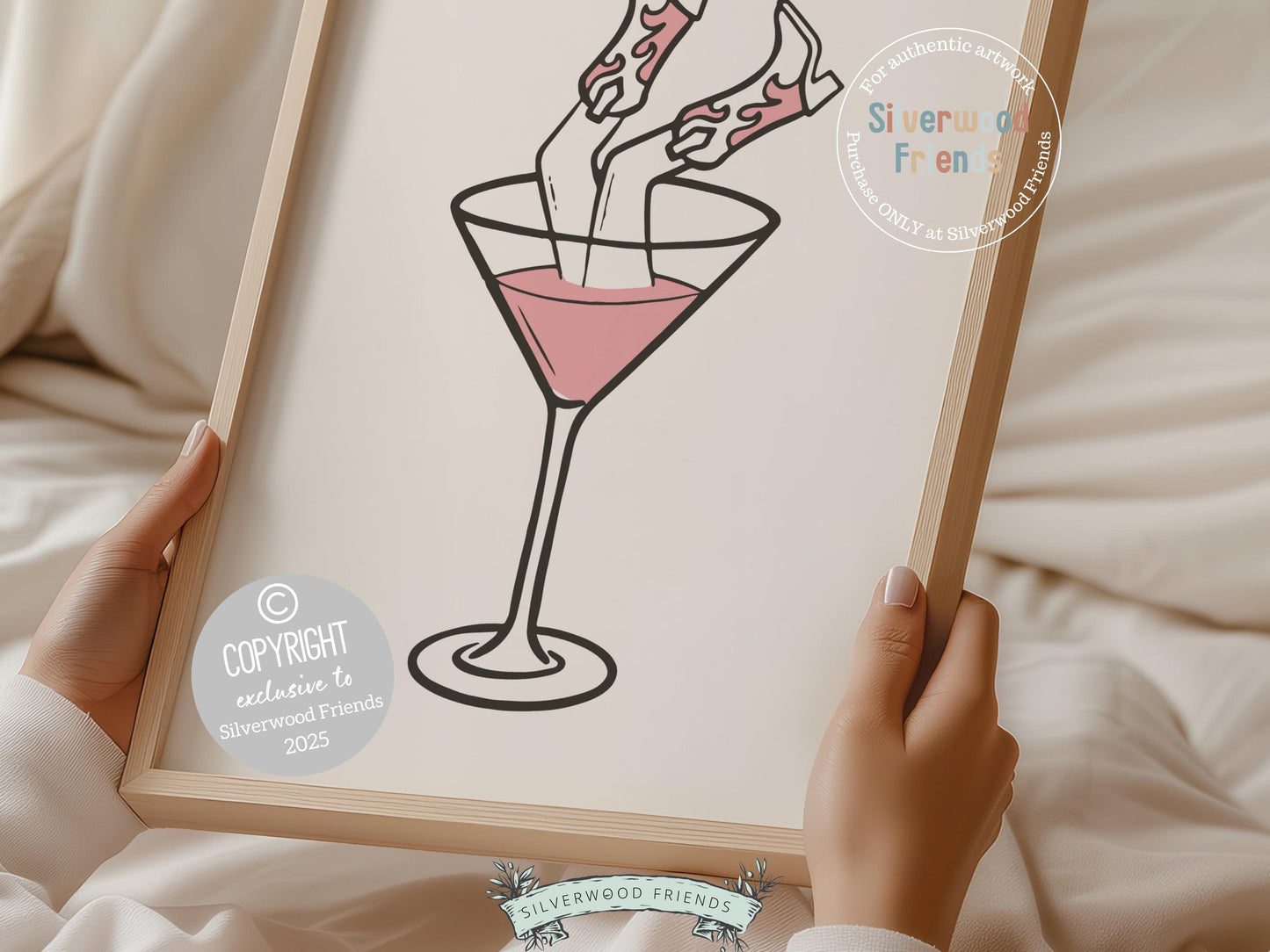 Pink Martini Print, Cowgirl Boots Print, Martini Poster, Bar Cart Art, Coquette Room Decor, Teen Girl Western Dopamine Decor Digital Print