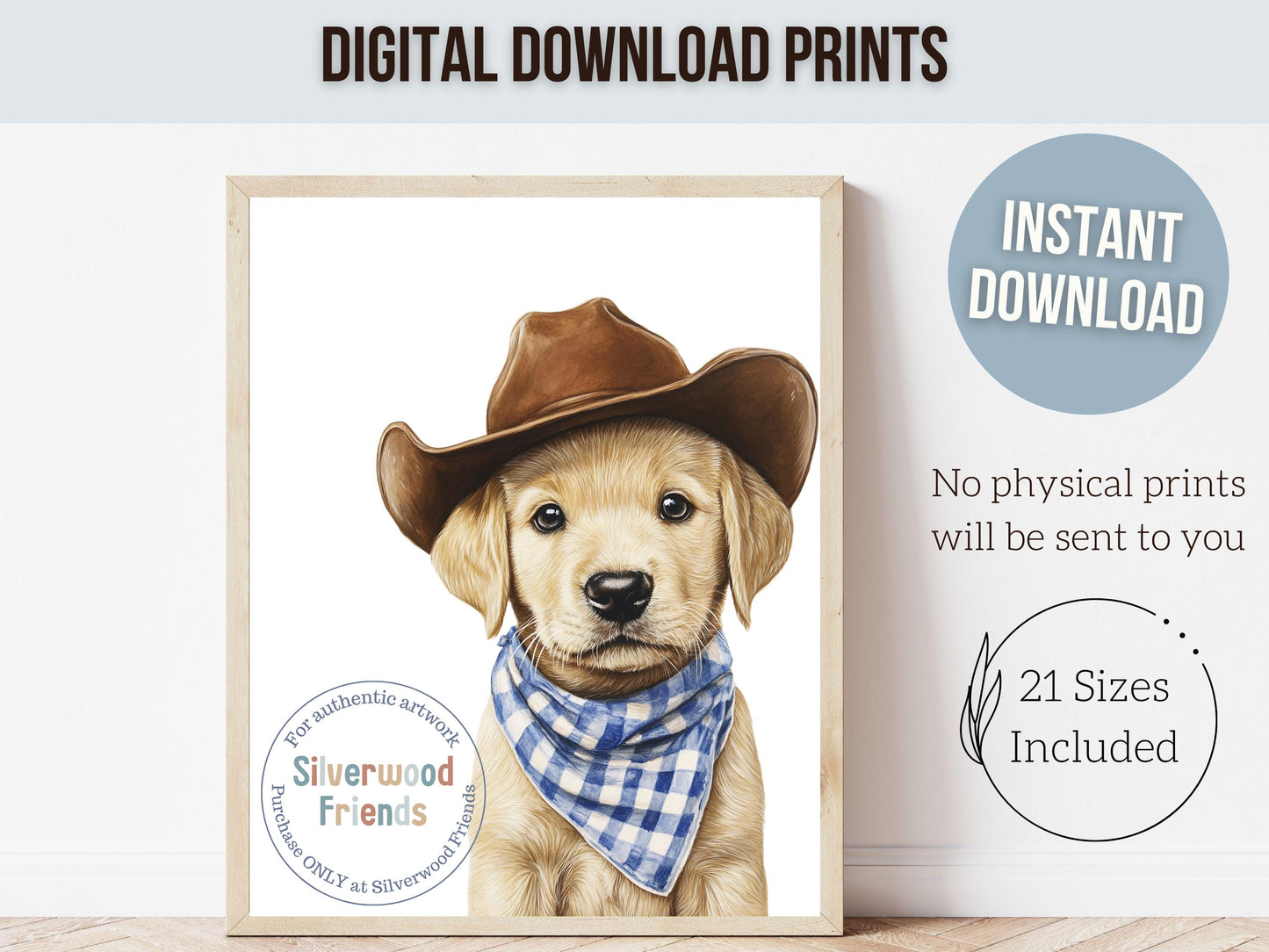 Labrador Dog Cowboy Hat Print, Neutral Cowboy Western Dog Nursery Decor, Cowboy Western Dog Nursery Wall Art, Labrador Puppy Digital Prints