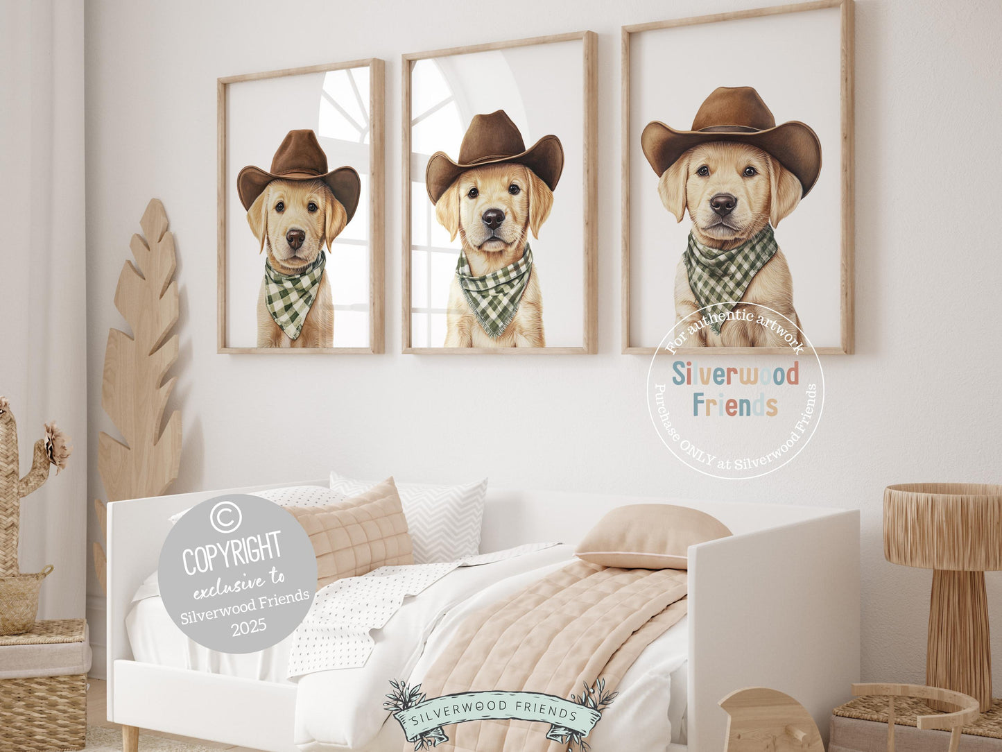Labrador Dog Cowboy Hat Print, Cowboy Western Dog Nursery Decor, Cowboy Western Dog Nursery Wall Art, Yellow Labrador Puppy Digital Prints