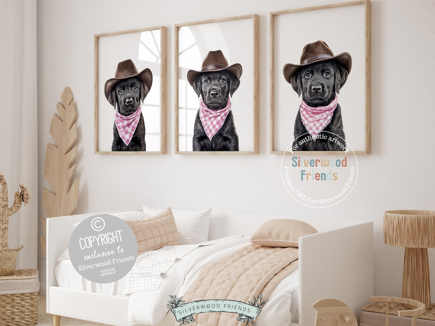 Labrador Dog Cowboy Hat Print, Baby Girl Cowgirl Western Nursery Decor, Cowgirl Western Dog Nursery Wall Art, Black Labrador Digital Print