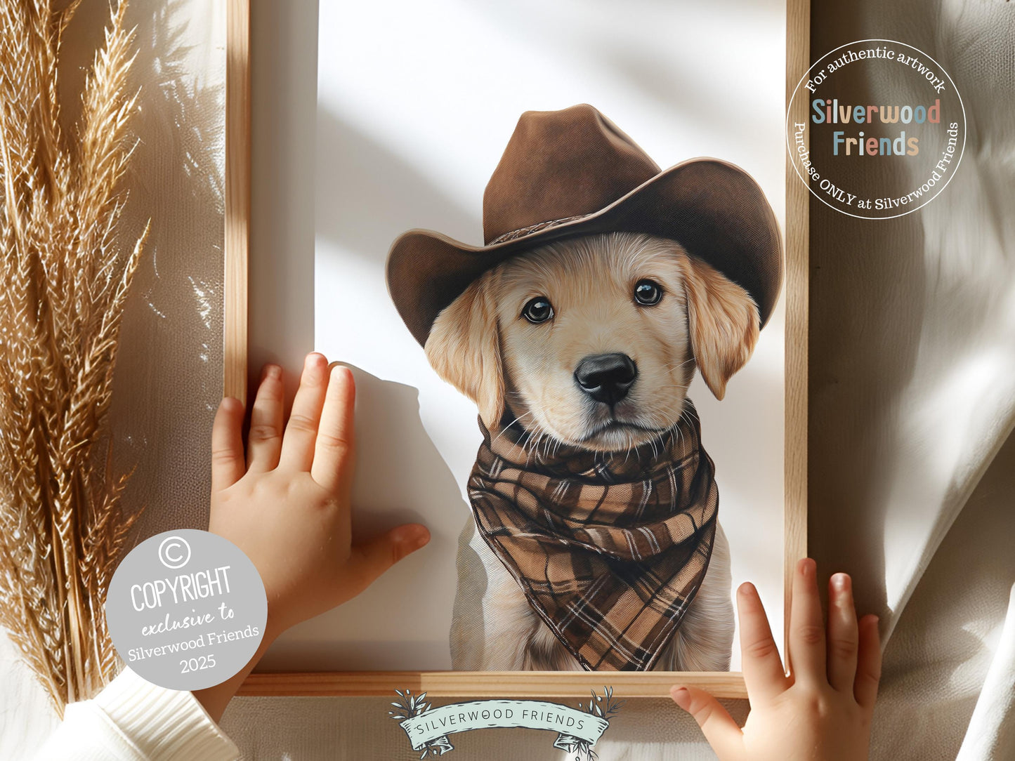Labrador Dog Cowboy Hat Print, Neutral Western Cowboy Dog Nursery Decor, Cowboy Western Dog Nursery Wall Art, Labrador Puppy Digital Prints