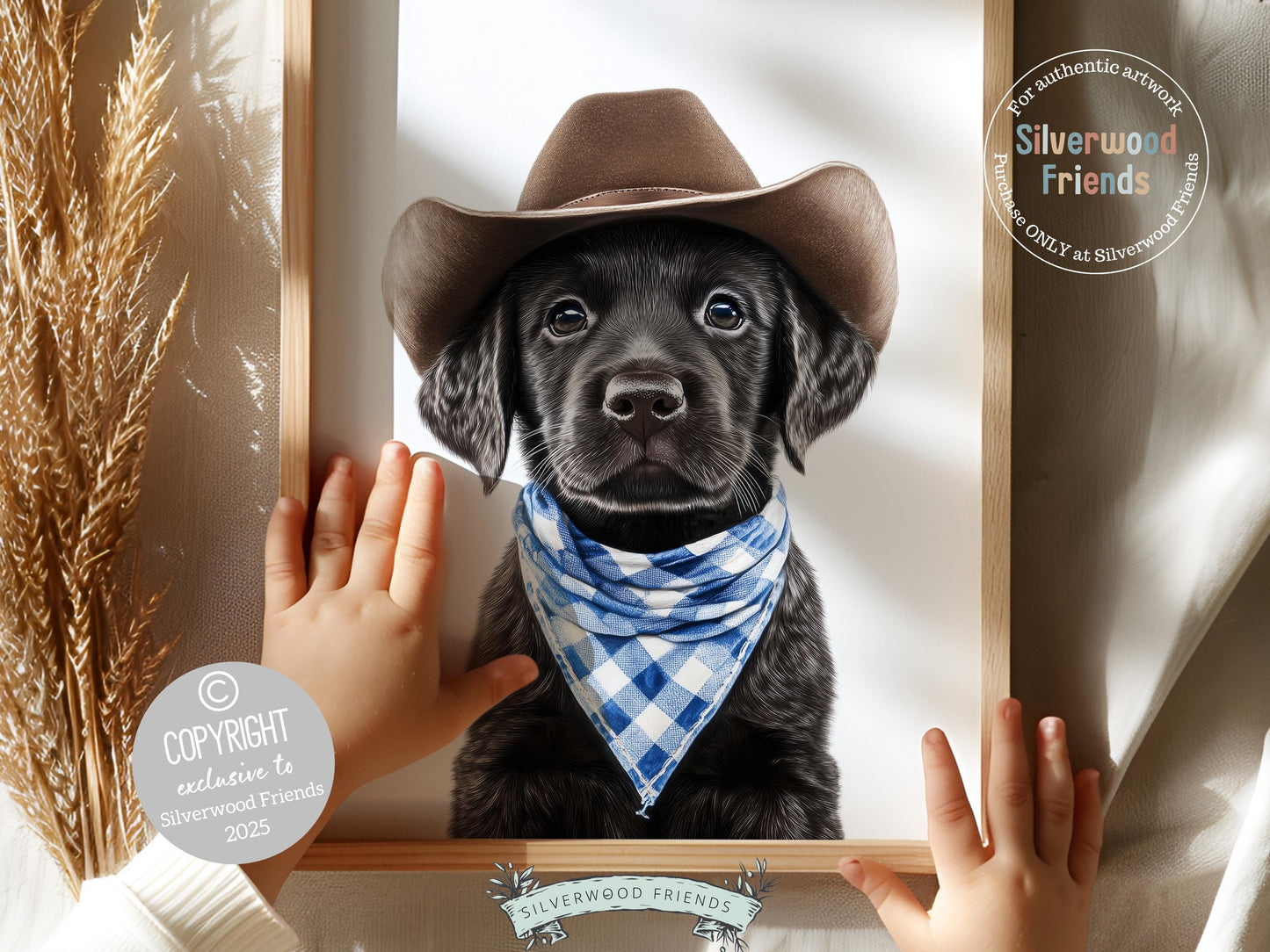 Labrador Dog Cowboy Hat Print, Boys Cowboy Western Nursery Decor, Baby Boy Cowboy Dog Nursery Wall Art, Western Labrador Dog Digital Print