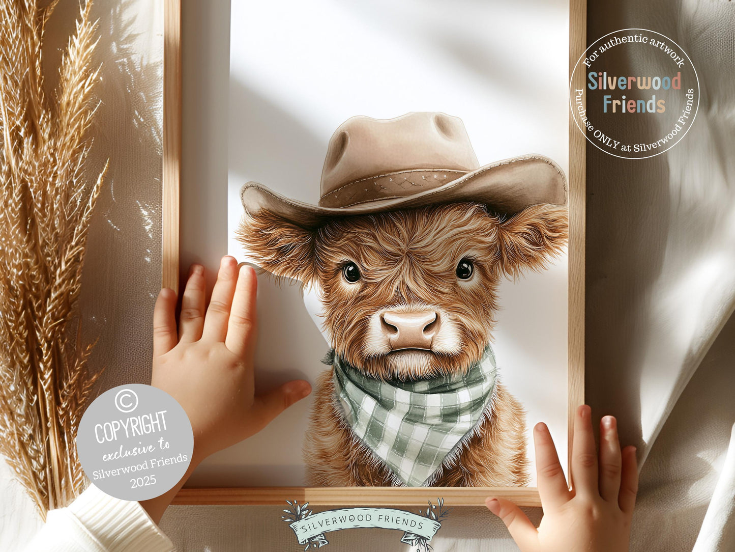 Peeking Baby Highland Cow Nursery Prints, Sage Green Highland Cow Nursery Decor, Cowboy Western Neutral Nursery Wall Art Digital Print Gift