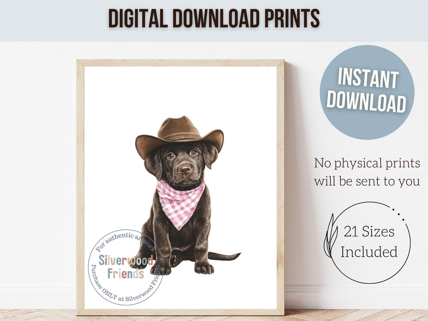 Labrador Dog Cowboy Hat Print, Baby Girl Pink Cowgirl Western Dog Nursery Decor, Girls Farmyard Dog Nursery Wall Art Labrador Digital Print